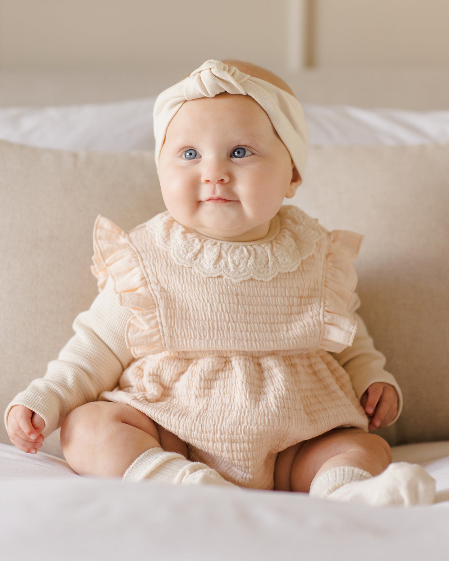 Ruffle Collar Bodysuit || Natural - Rylee + Cru | Kids Clothes | Trendy Baby Clothes | Modern Infant Outfits |