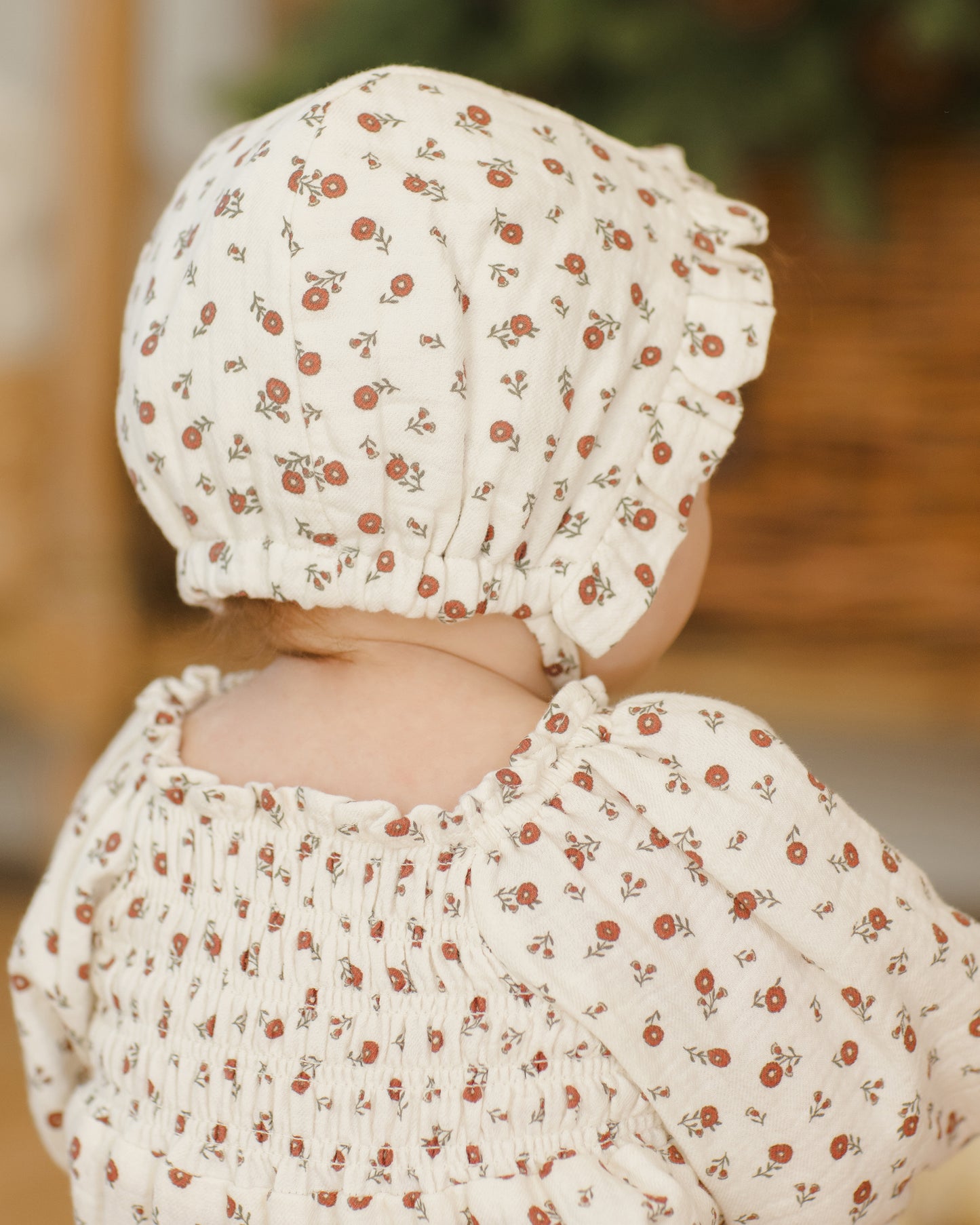 Woven Ruffle Bonnet || Winter Ditsy - Rylee + Cru | Kids Clothes | Trendy Baby Clothes | Modern Infant Outfits |