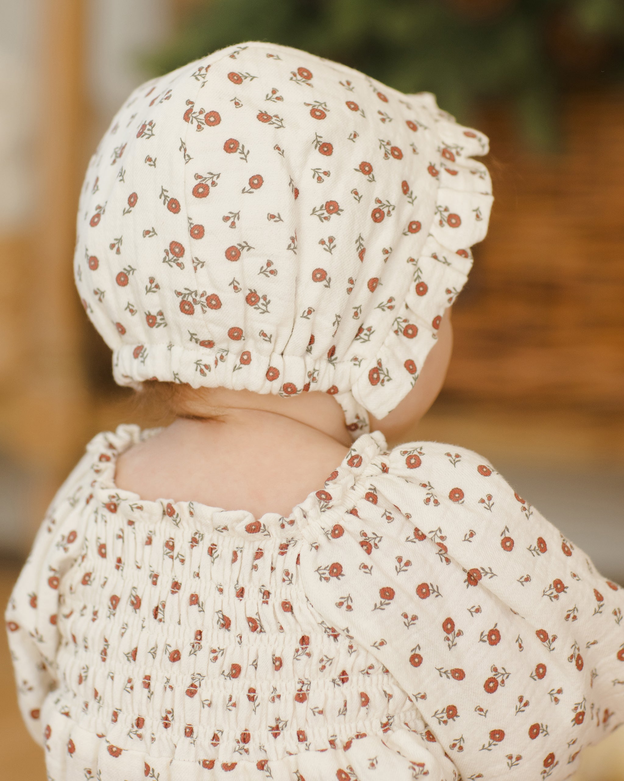Woven Ruffle Bonnet || Winter Ditsy - Rylee + Cru | Kids Clothes | Trendy Baby Clothes | Modern Infant Outfits |