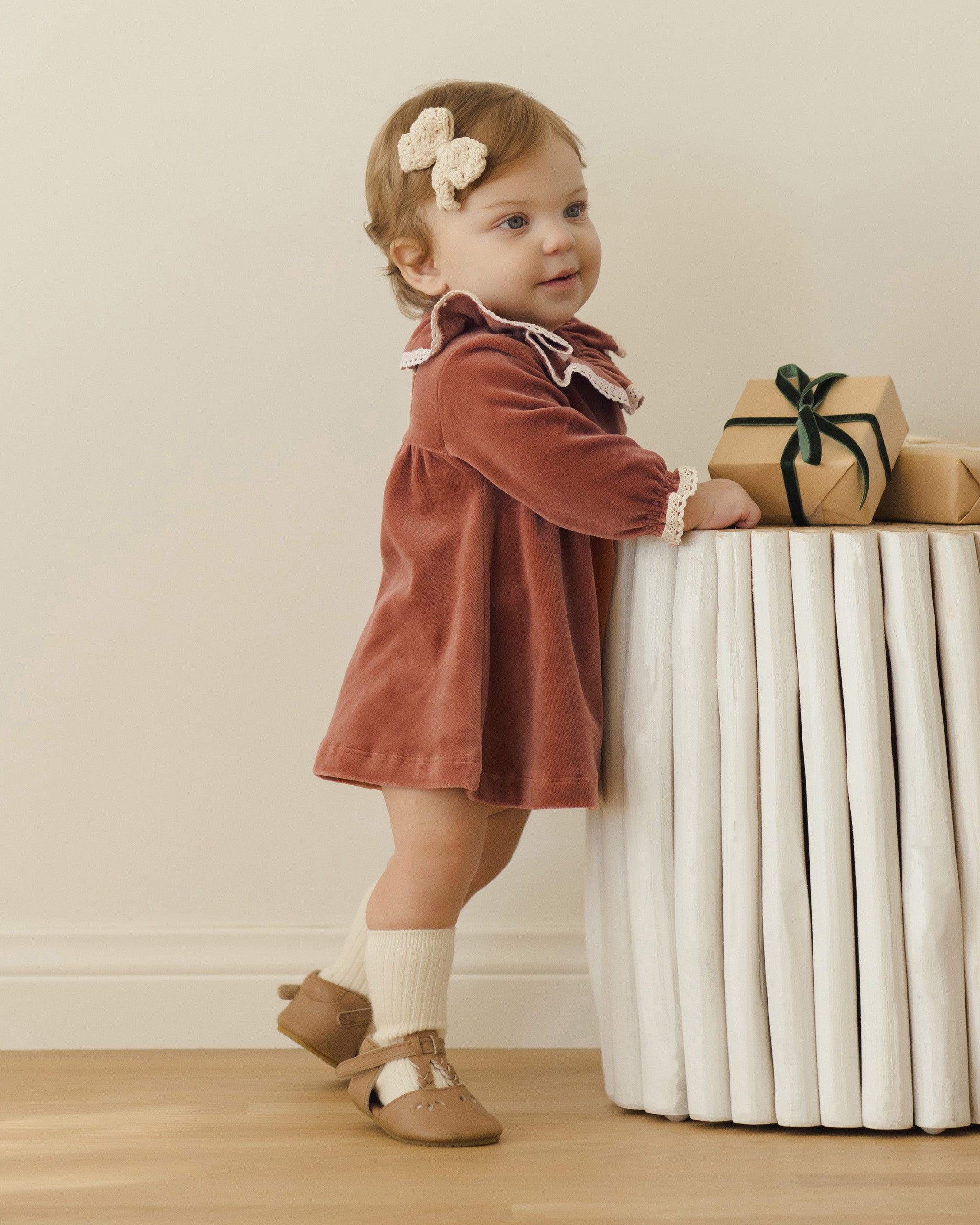 Velour Baby Dress || Cranberry - Rylee + Cru | Kids Clothes | Trendy Baby Clothes | Modern Infant Outfits |