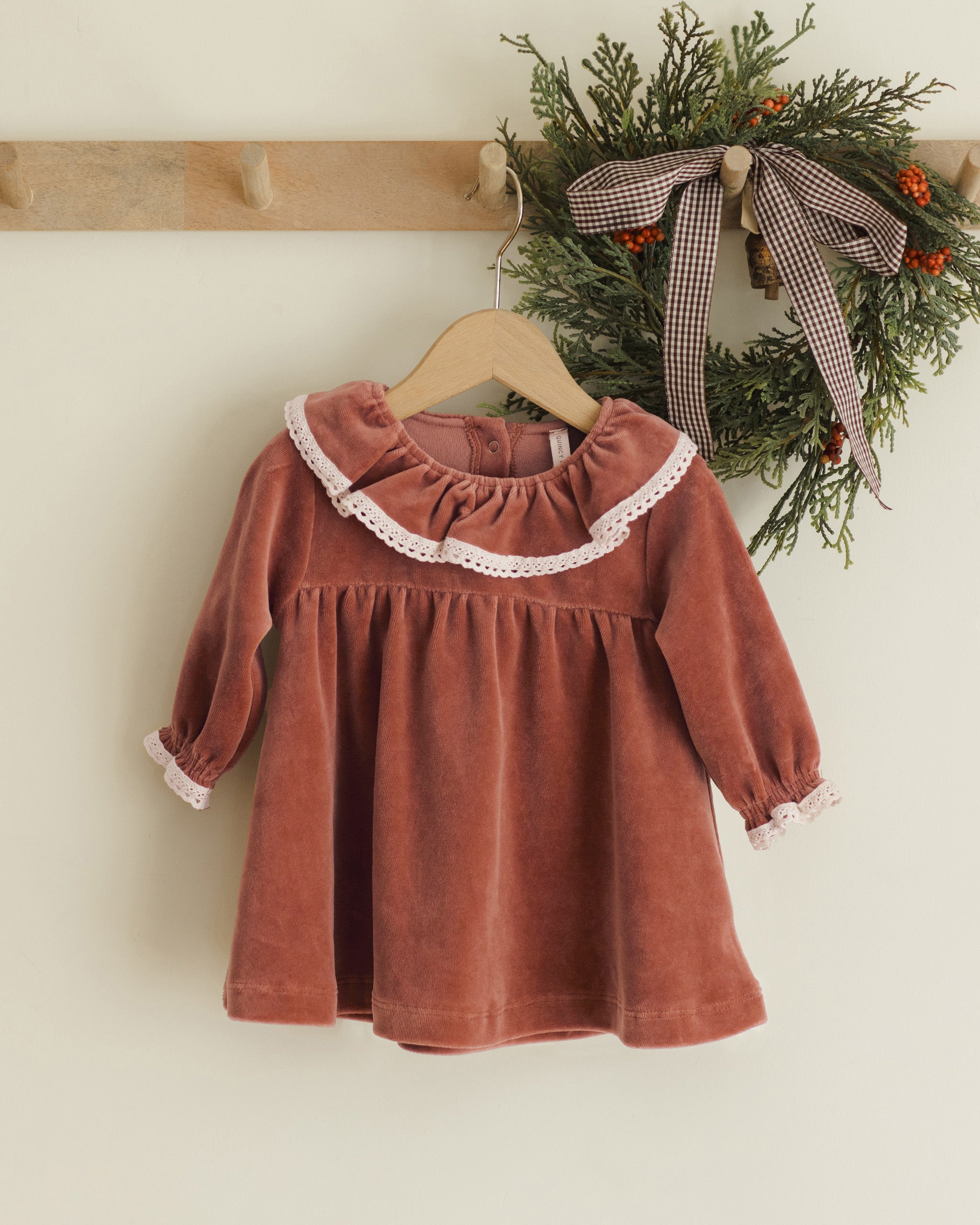 Velour Baby Dress || Cranberry - Rylee + Cru | Kids Clothes | Trendy Baby Clothes | Modern Infant Outfits |