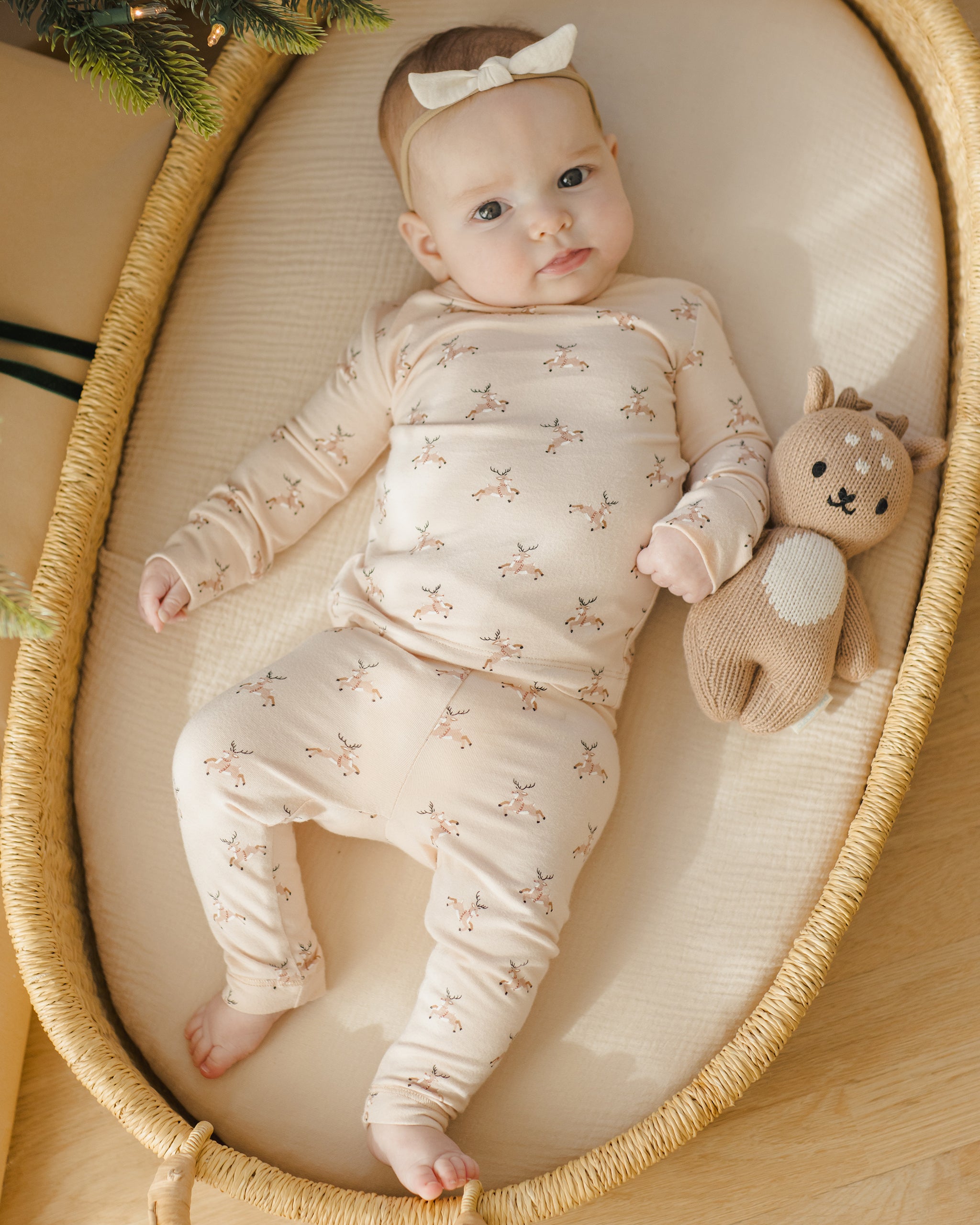 Bamboo Pajama Set || Reindeer - Rylee + Cru | Kids Clothes | Trendy Baby Clothes | Modern Infant Outfits |