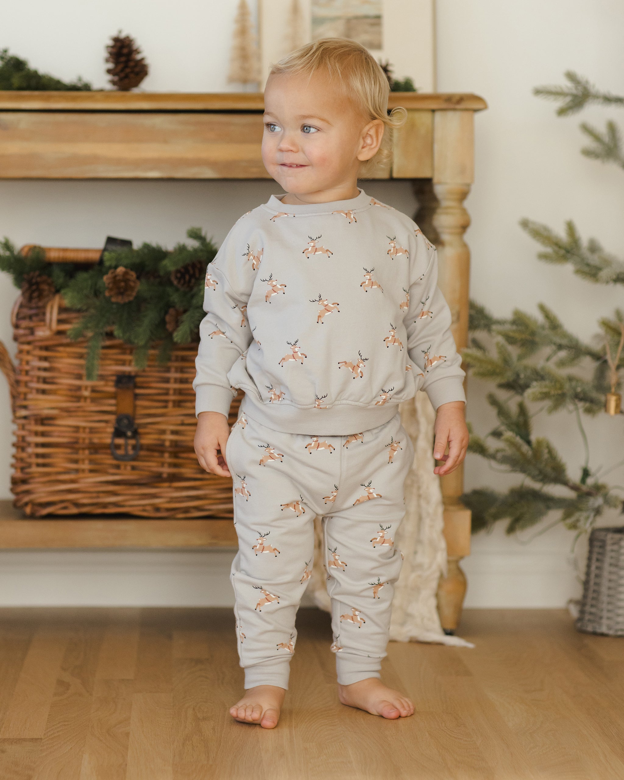 Relaxed Fleece Sweatpant || Reindeer - Rylee + Cru | Kids Clothes | Trendy Baby Clothes | Modern Infant Outfits |