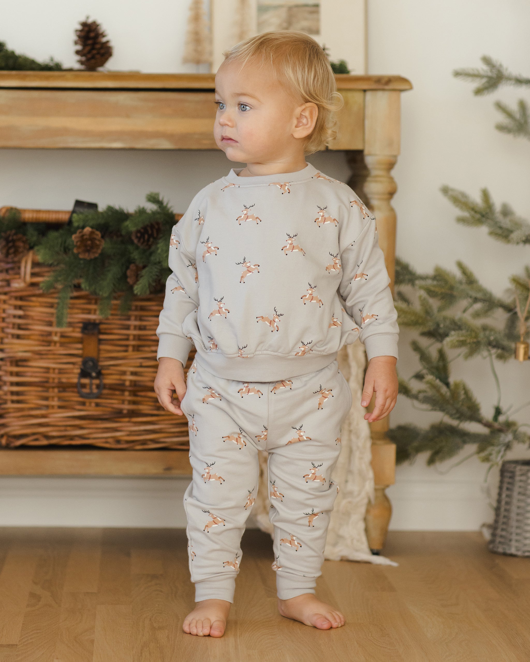 Relaxed Fleece Sweatpant || Reindeer - Rylee + Cru | Kids Clothes | Trendy Baby Clothes | Modern Infant Outfits |