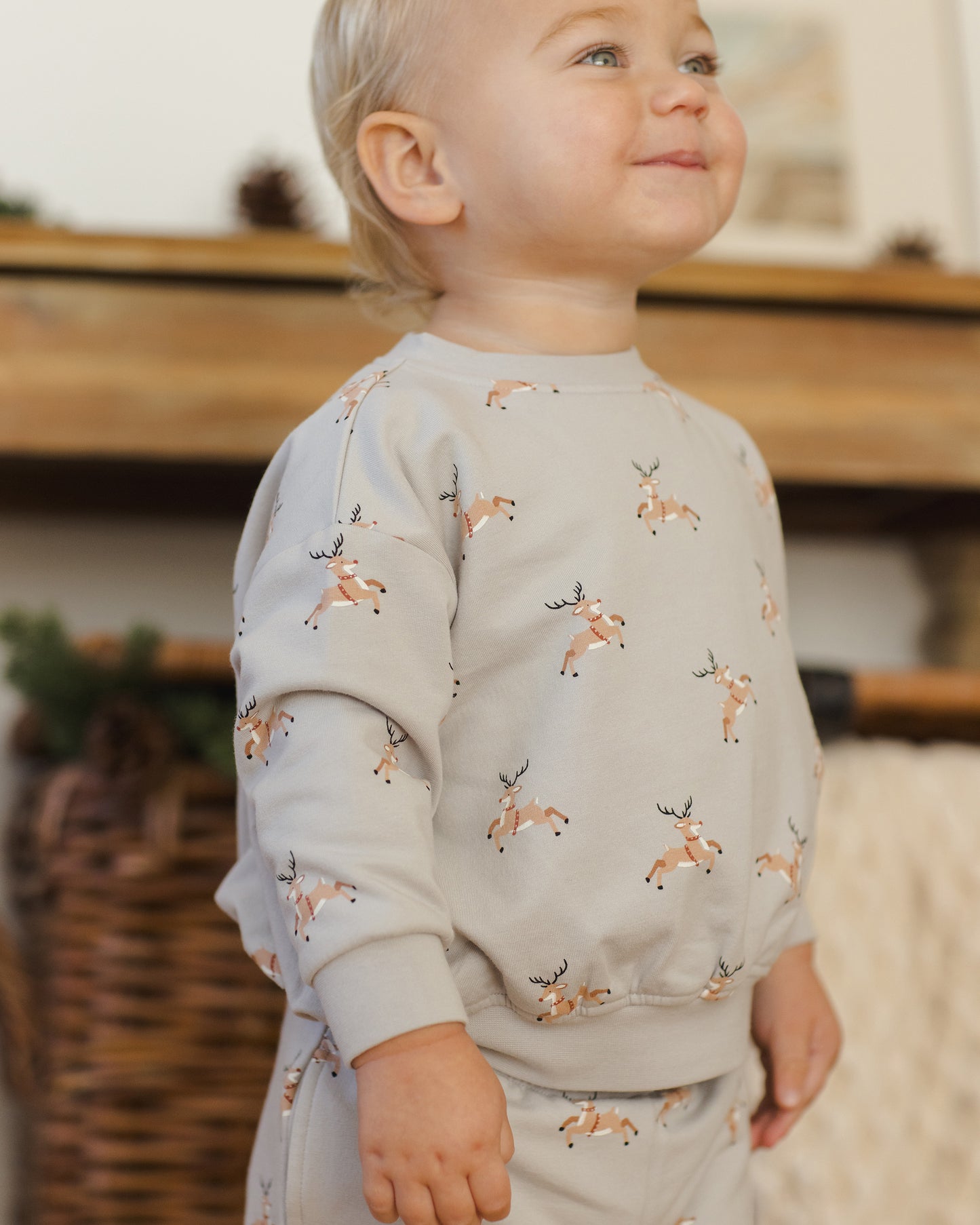 Relaxed Fleece Sweatshirt || Reindeer - Rylee + Cru | Kids Clothes | Trendy Baby Clothes | Modern Infant Outfits |