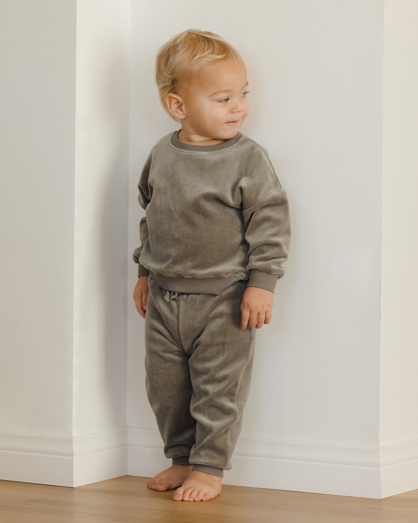 Velour Relaxed Sweatpant || Forest - Rylee + Cru | Kids Clothes | Trendy Baby Clothes | Modern Infant Outfits |