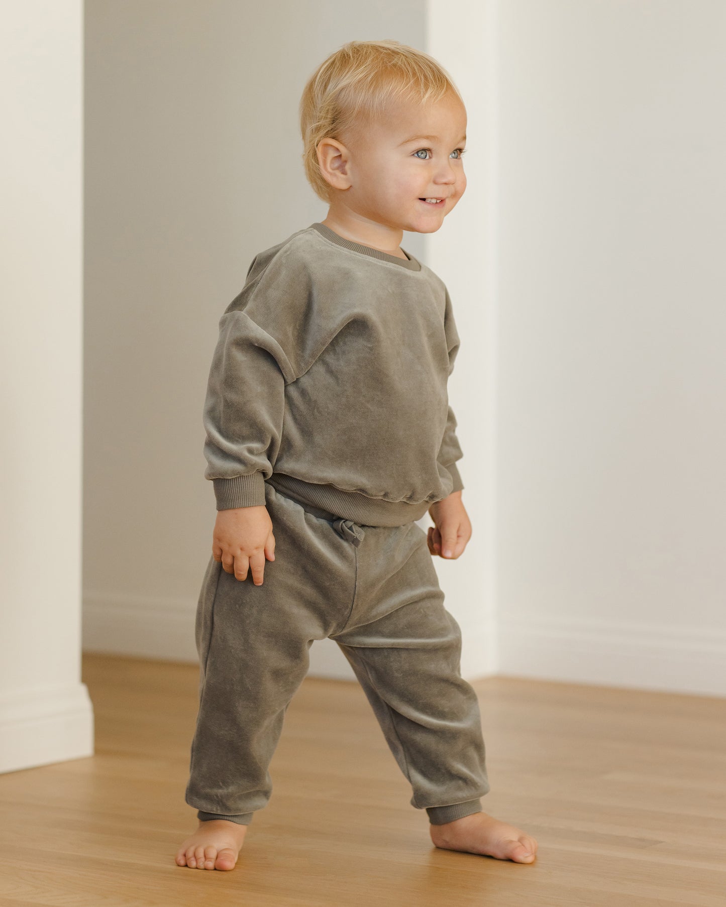 Velour Relaxed Sweatpant || Forest - Rylee + Cru | Kids Clothes | Trendy Baby Clothes | Modern Infant Outfits |