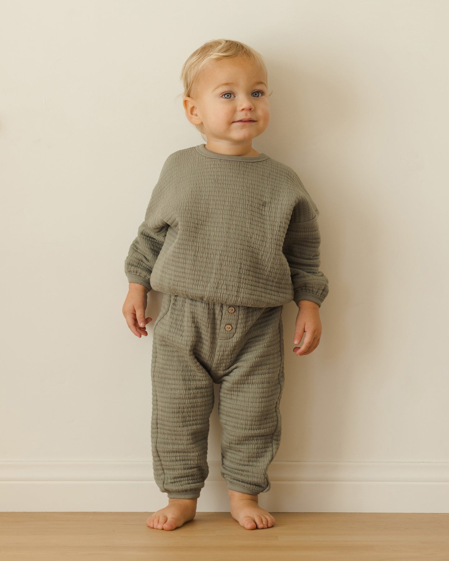 Textured Sweat Set || Forest - Rylee + Cru | Kids Clothes | Trendy Baby Clothes | Modern Infant Outfits |
