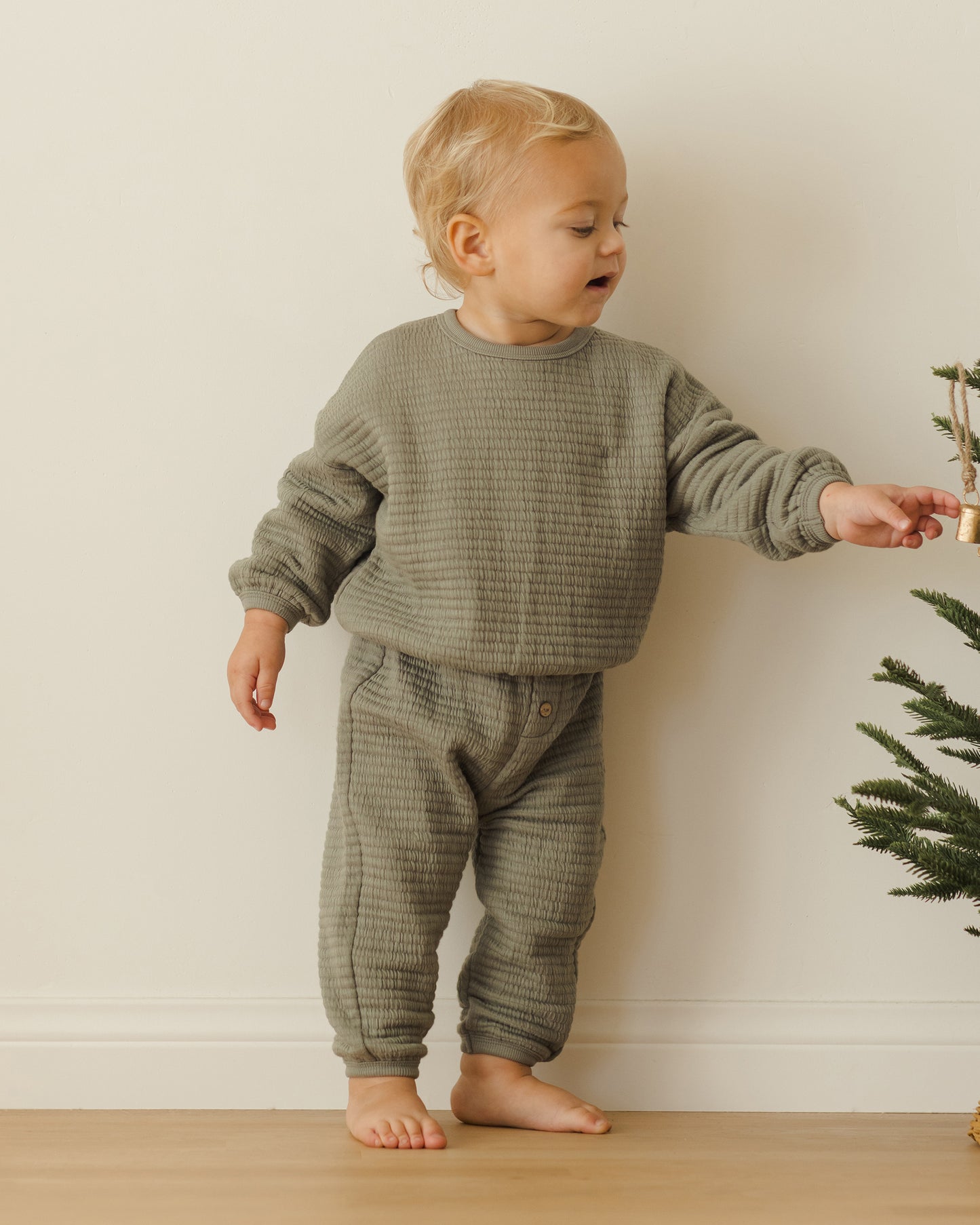 Textured Sweat Set || Forest - Rylee + Cru | Kids Clothes | Trendy Baby Clothes | Modern Infant Outfits |