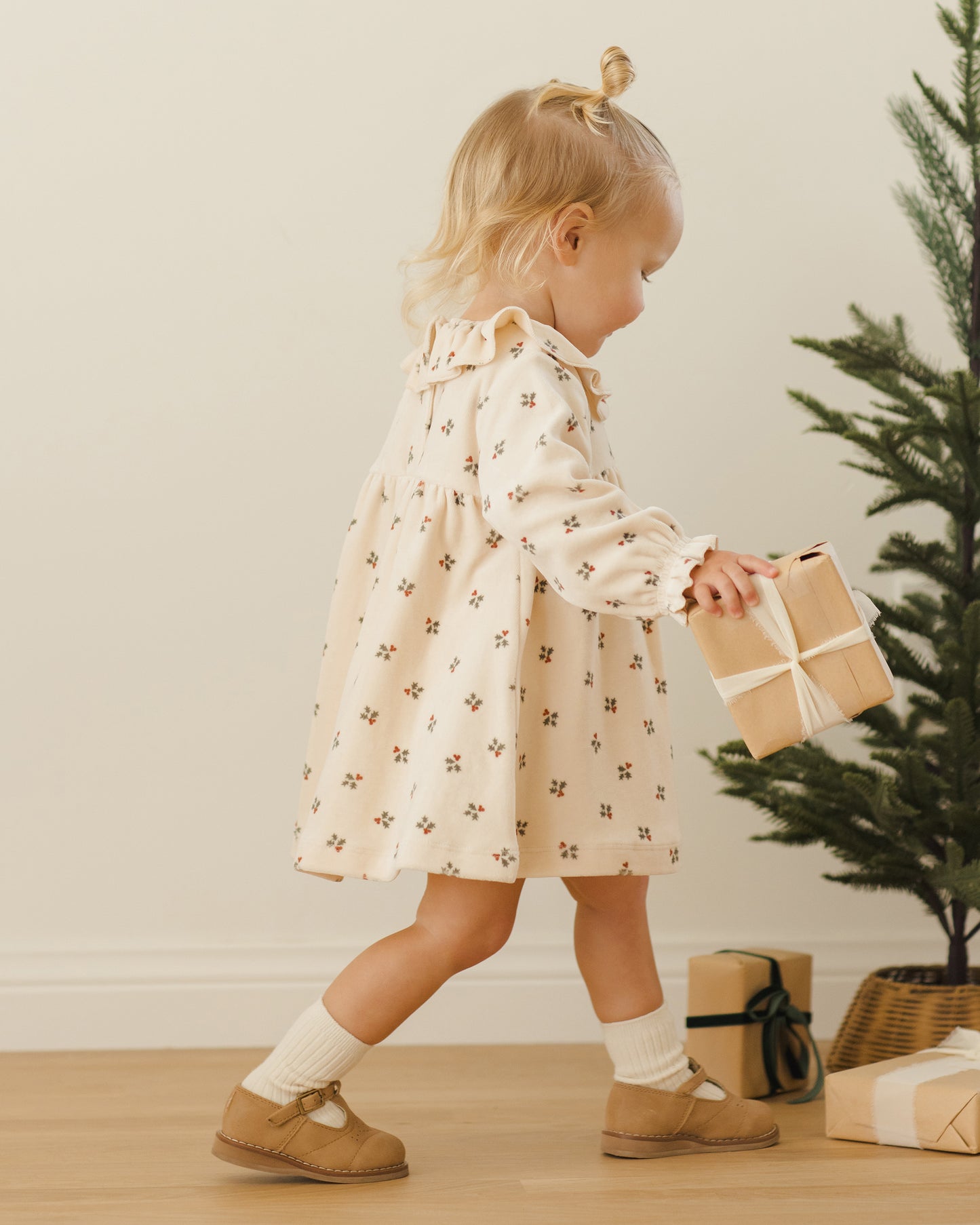 Velour Baby Dress || Holly Berry - Rylee + Cru | Kids Clothes | Trendy Baby Clothes | Modern Infant Outfits |