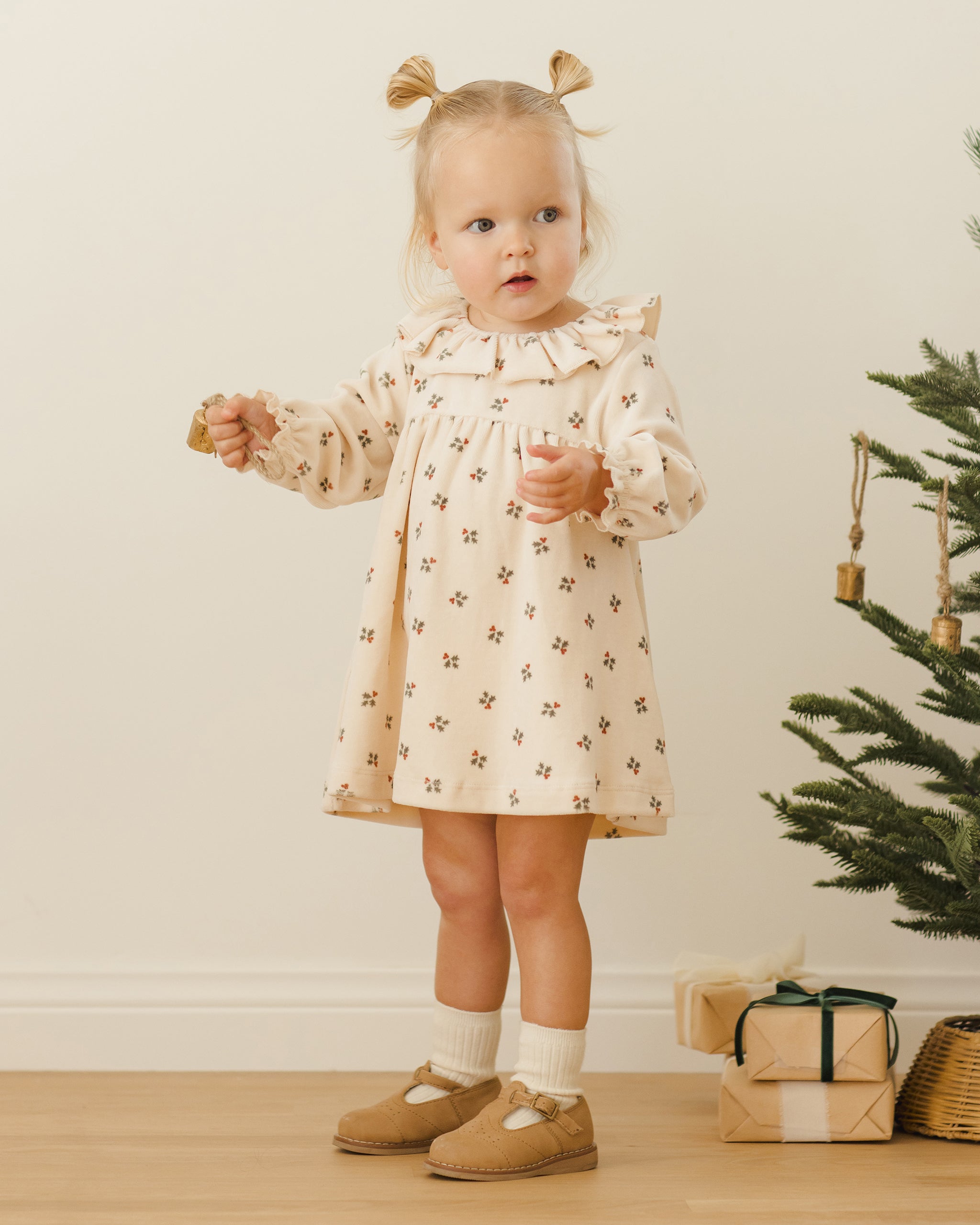 Velour Baby Dress || Holly Berry - Rylee + Cru | Kids Clothes | Trendy Baby Clothes | Modern Infant Outfits |