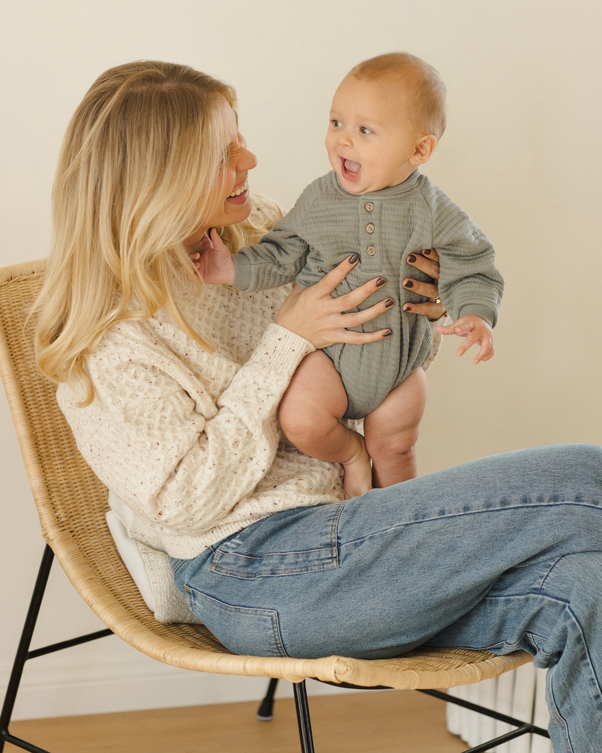 Henley Bubble Romper || Forest - Rylee + Cru | Kids Clothes | Trendy Baby Clothes | Modern Infant Outfits |