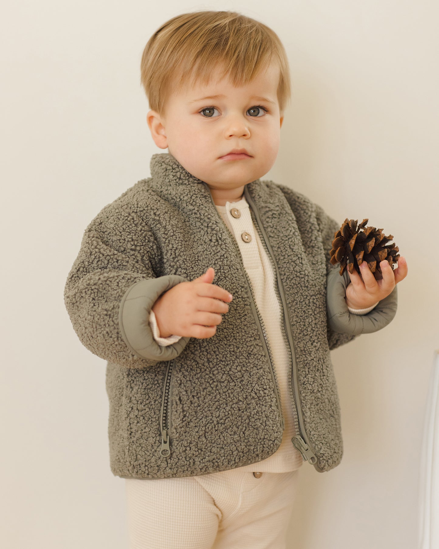 Shearling Zip Jacket || Forest - Rylee + Cru | Kids Clothes | Trendy Baby Clothes | Modern Infant Outfits |