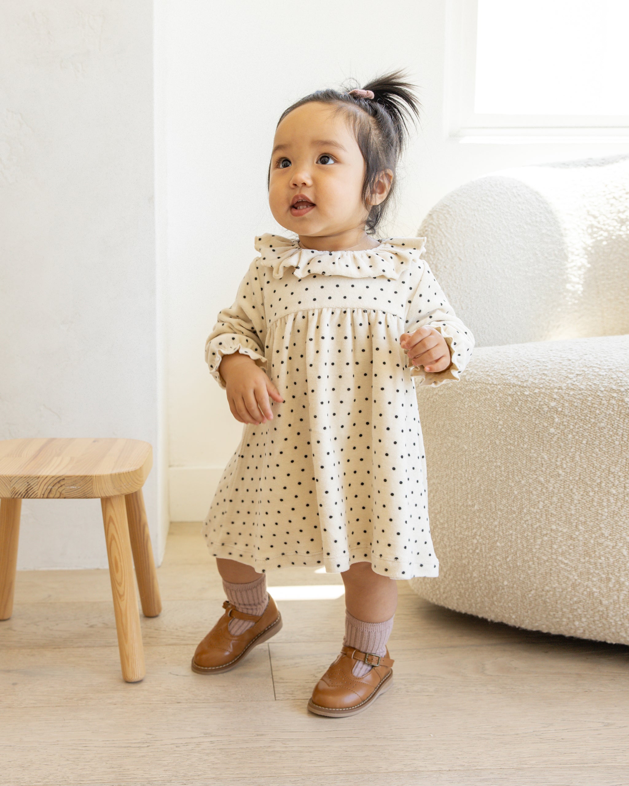 Velour Baby Dress || Polka Dot – Quincy Mae