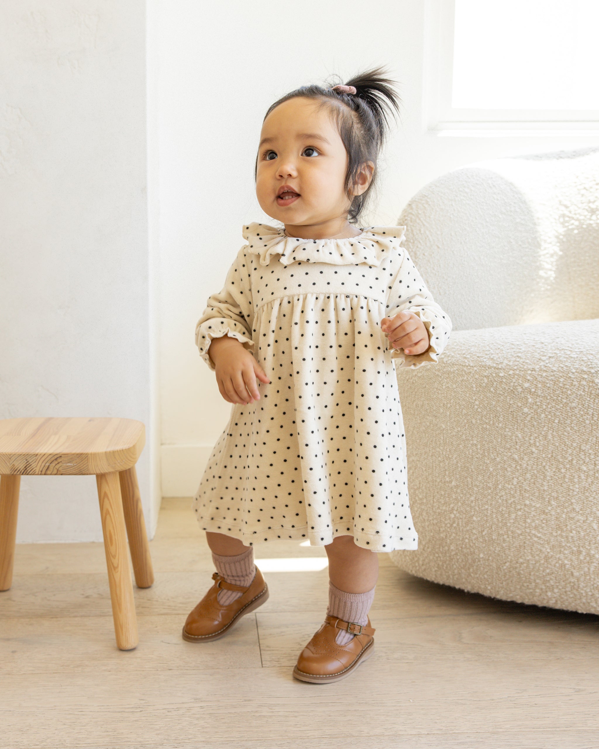 Velour Baby Dress || Polka Dot - Rylee + Cru | Kids Clothes | Trendy Baby Clothes | Modern Infant Outfits |
