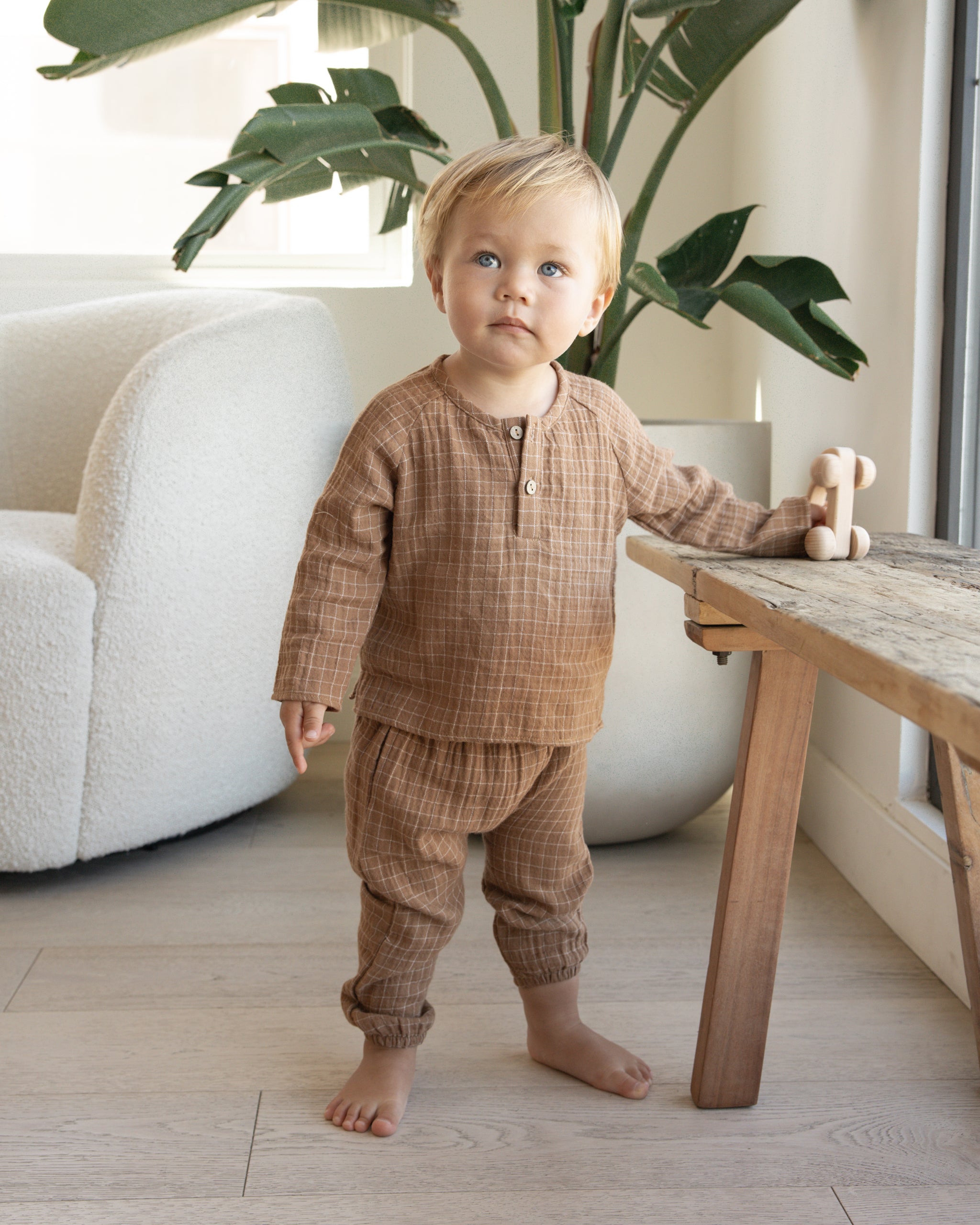 Zion Shirt || Cinnamon Grid – Quincy Mae