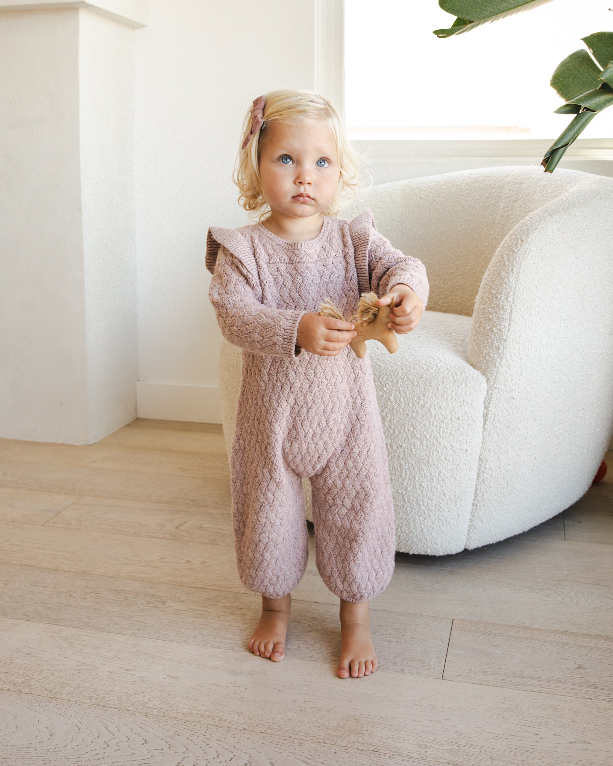 Long Sleeve Mira Knit Romper || Mauve - Rylee + Cru | Kids Clothes | Trendy Baby Clothes | Modern Infant Outfits |