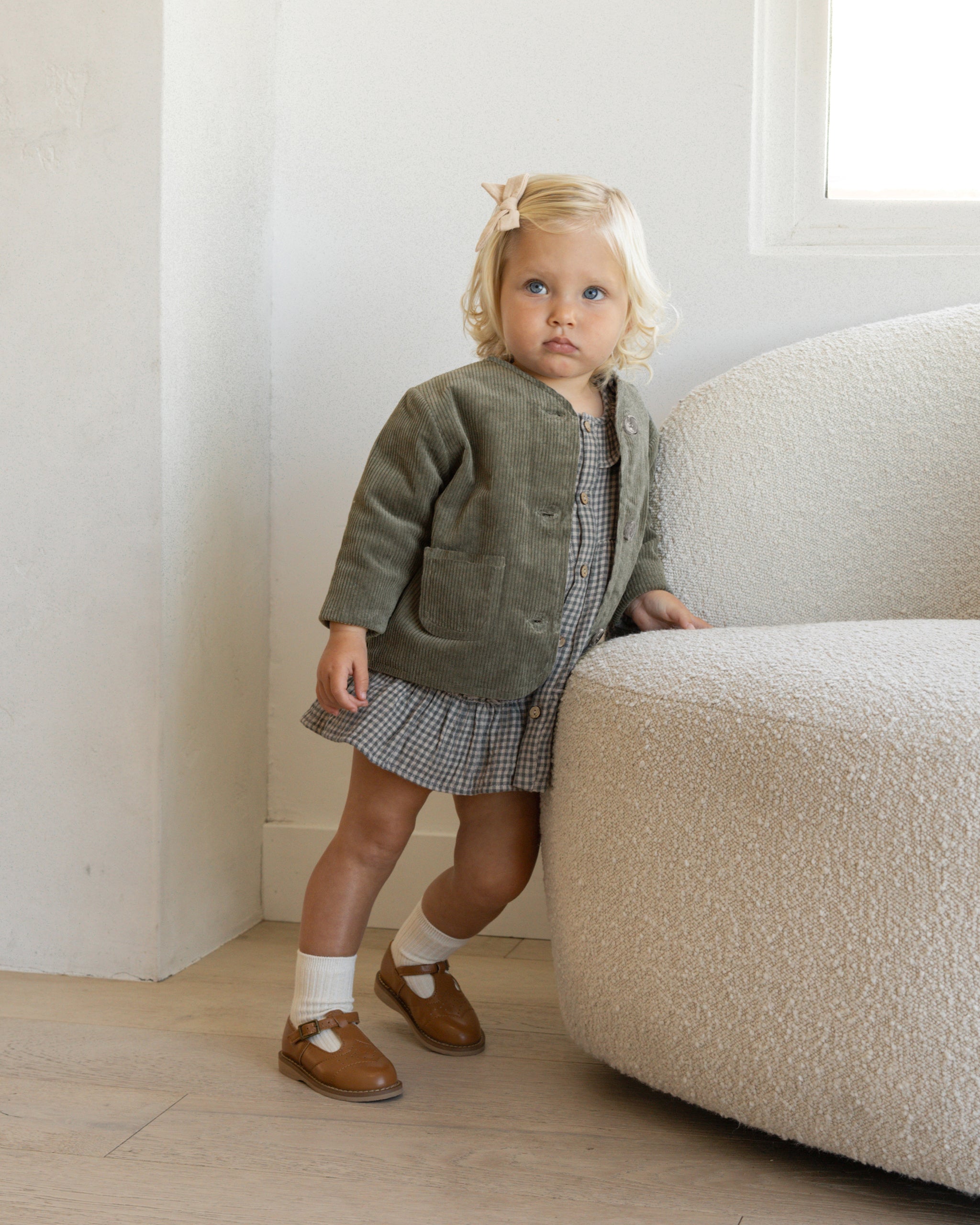 Quilted V-Neck Button Jacket || Forest - Rylee + Cru | Kids Clothes | Trendy Baby Clothes | Modern Infant Outfits |