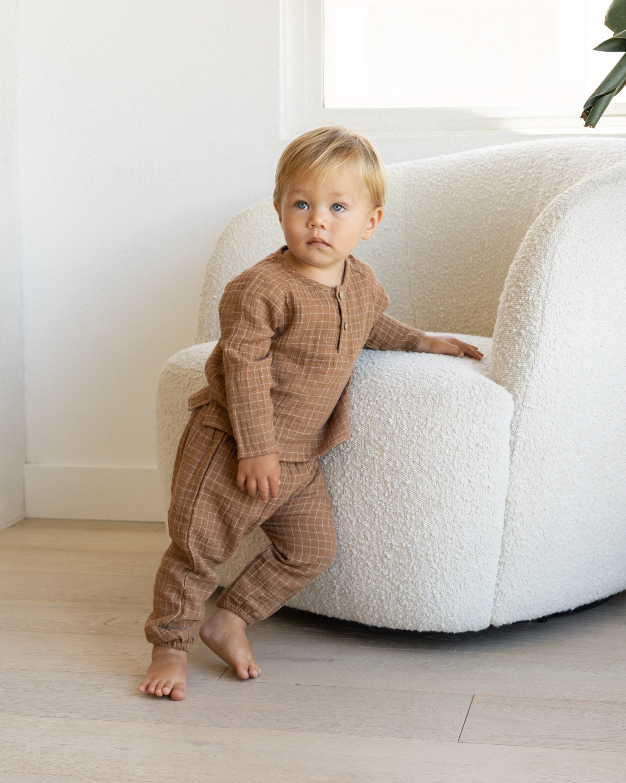 Zion Shirt || Cinnamon Grid - Rylee + Cru | Kids Clothes | Trendy Baby Clothes | Modern Infant Outfits |