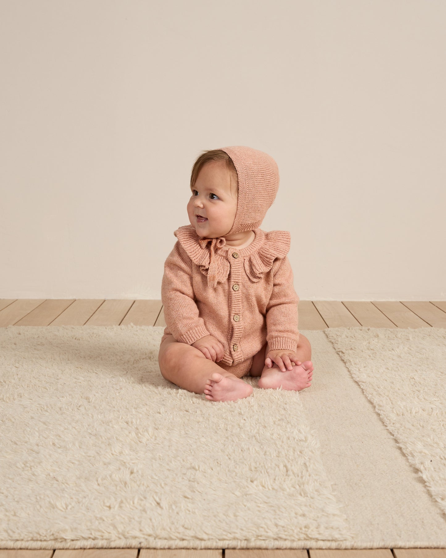 Ruffle Collar Cardigan || Rose