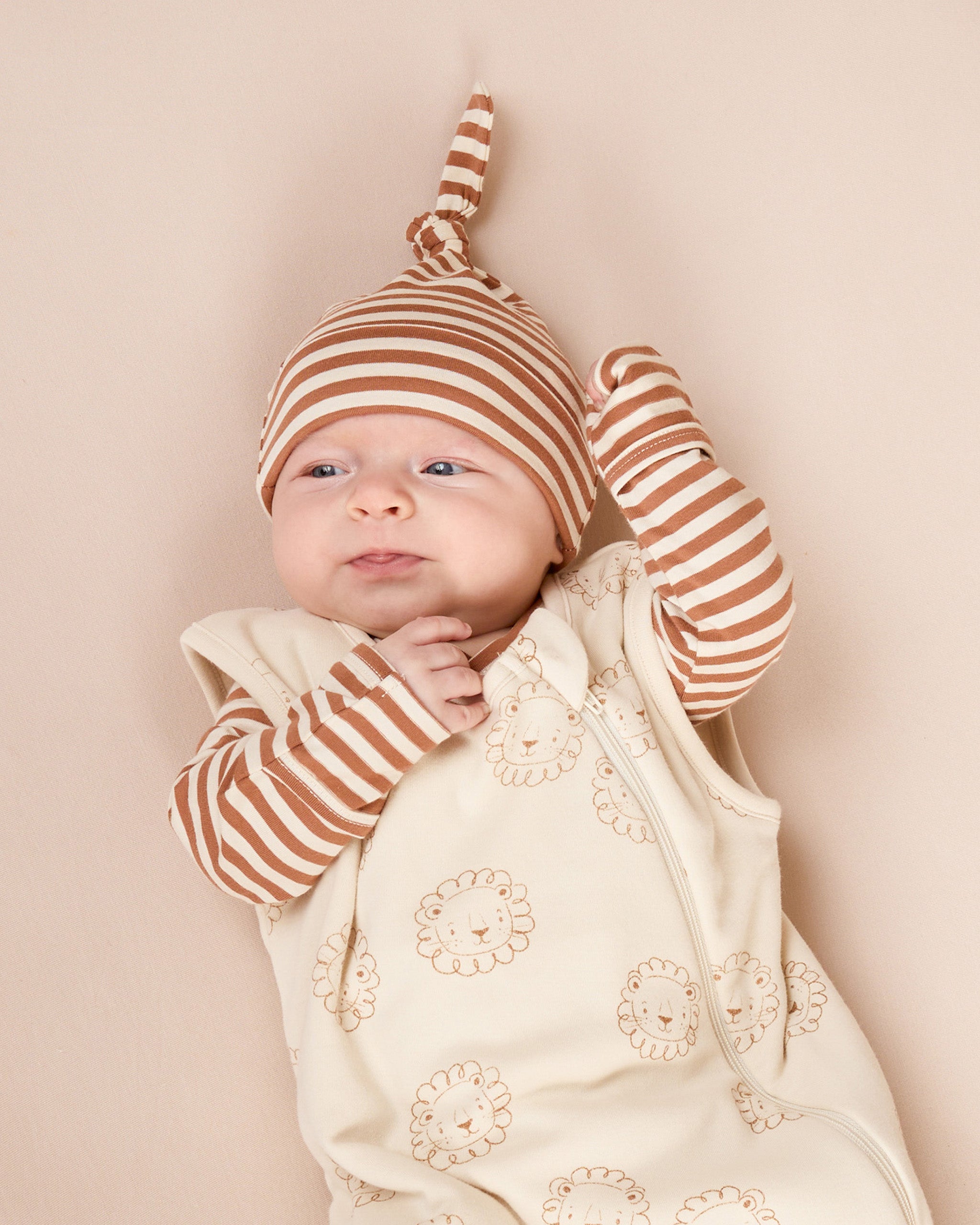 Knotted Baby Hat || Cinnamon Stripe