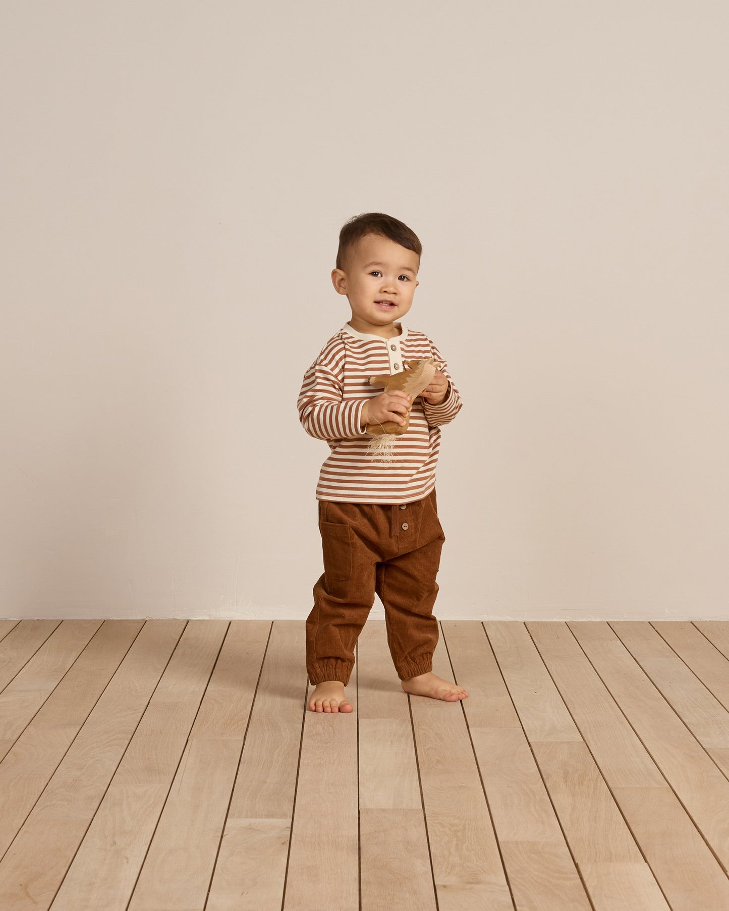 Long Sleeve Henley Tee || Cinnamon Stripe