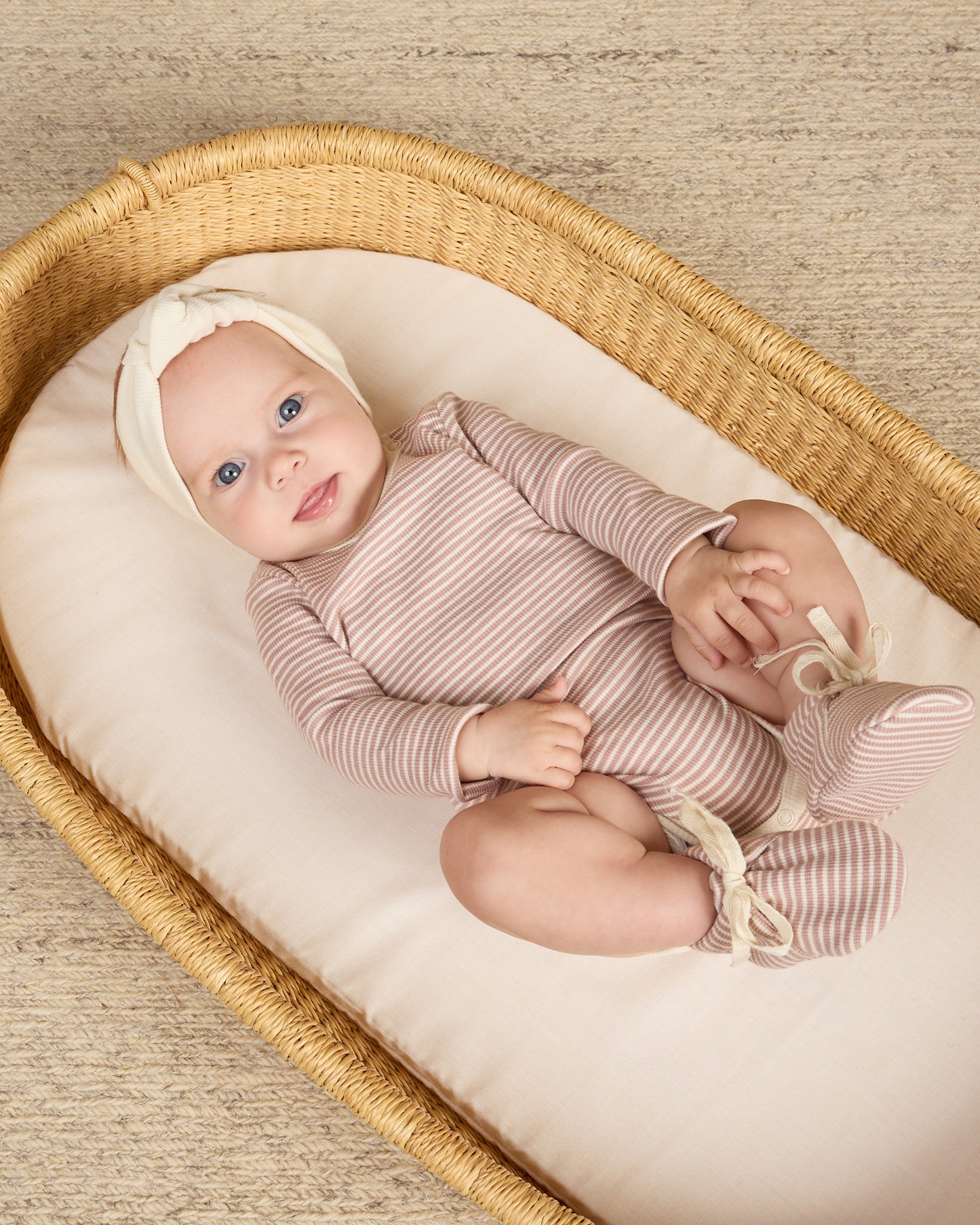 Baby Booties || Mauve Stripe