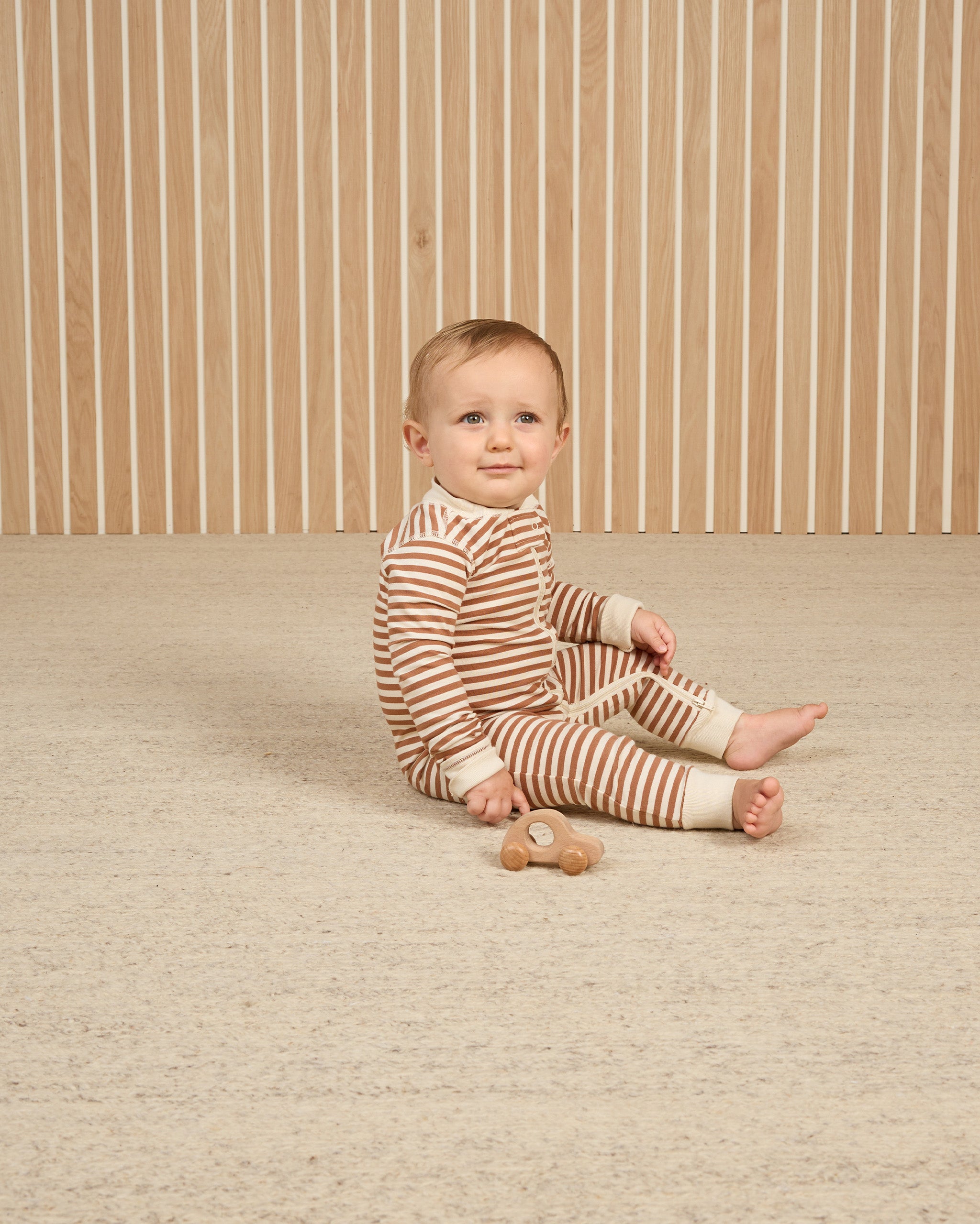 Zip Long Sleeve Sleeper || Cinnamon Stripe