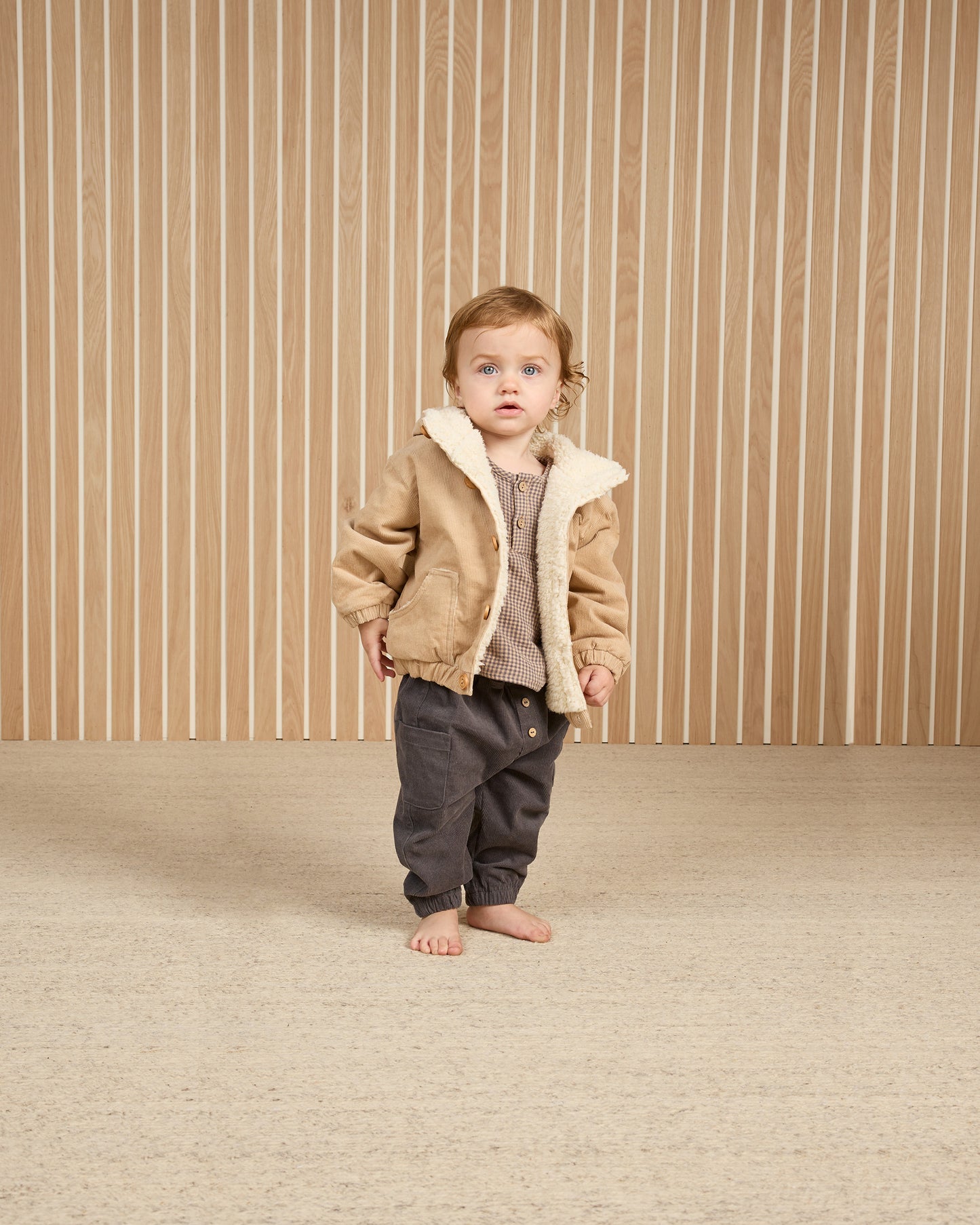 Corduroy Hooded Jacket || Latte