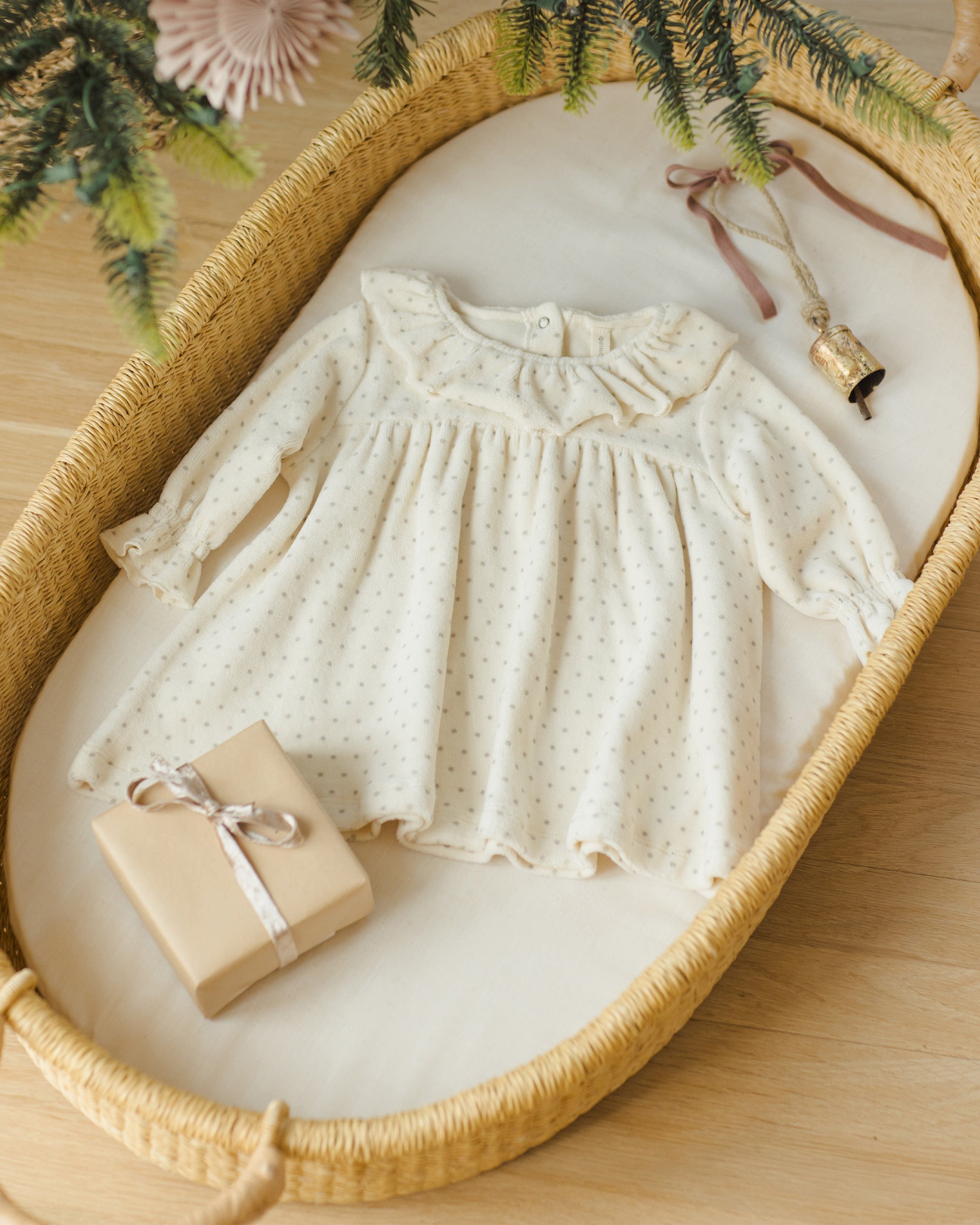 Velour Baby Dress || Polka Dot