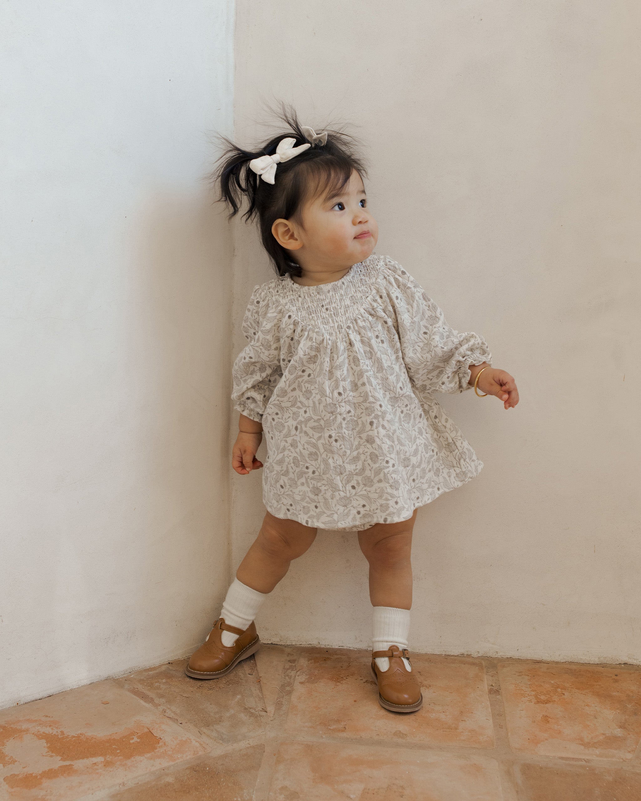 V Smocked Dress || Winter Floral