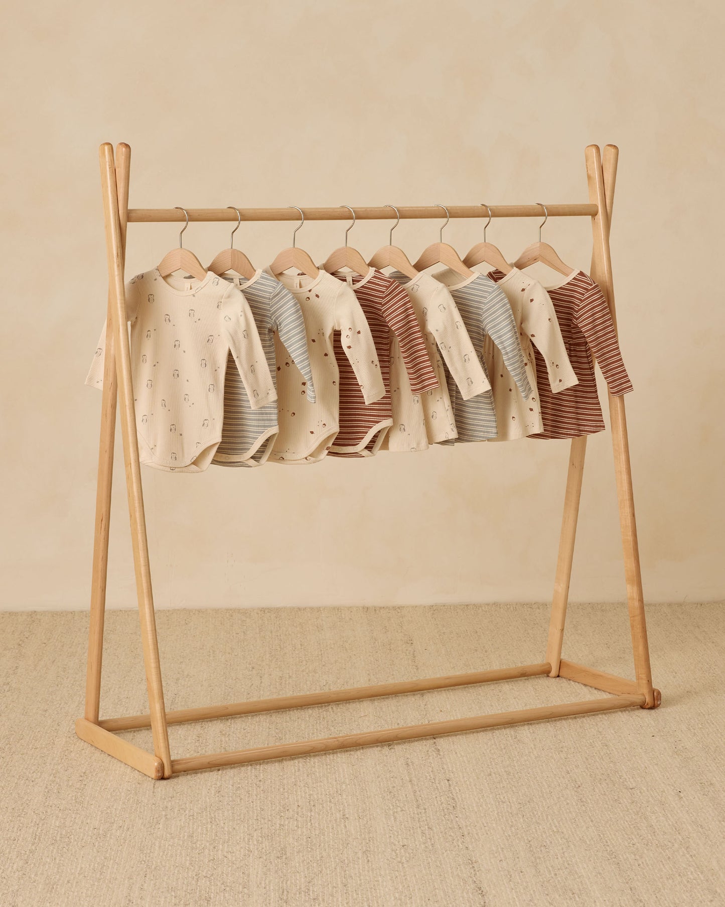 Ribbed Bodysuit, 2 Pack || Steel Blue Micro Stripe, Owls - Rylee + Cru | Kids Clothes | Trendy Baby Clothes | Modern Infant Outfits |