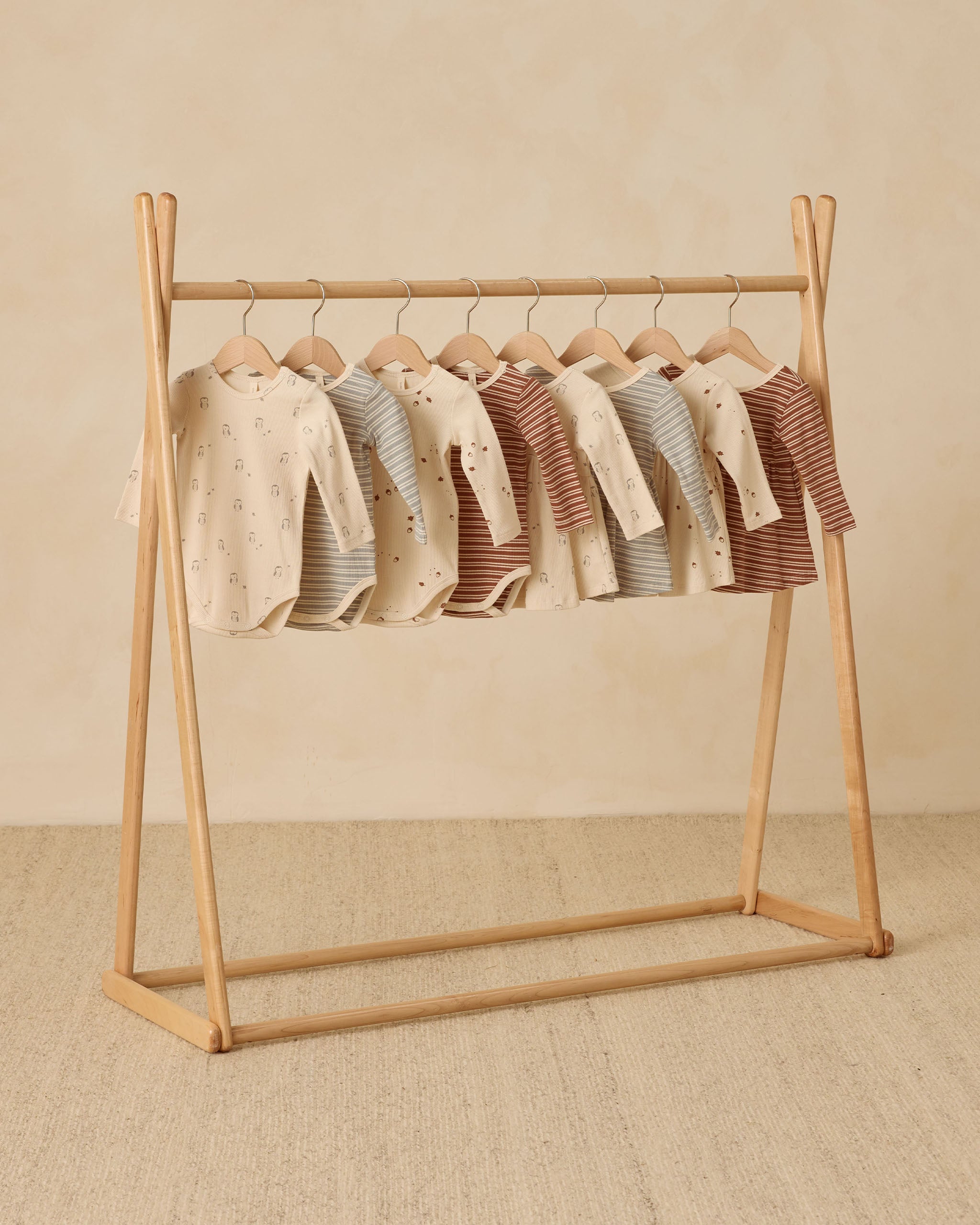 Ribbed Bodysuit, 2 Pack || Steel Blue Micro Stripe, Owls - Rylee + Cru | Kids Clothes | Trendy Baby Clothes | Modern Infant Outfits |