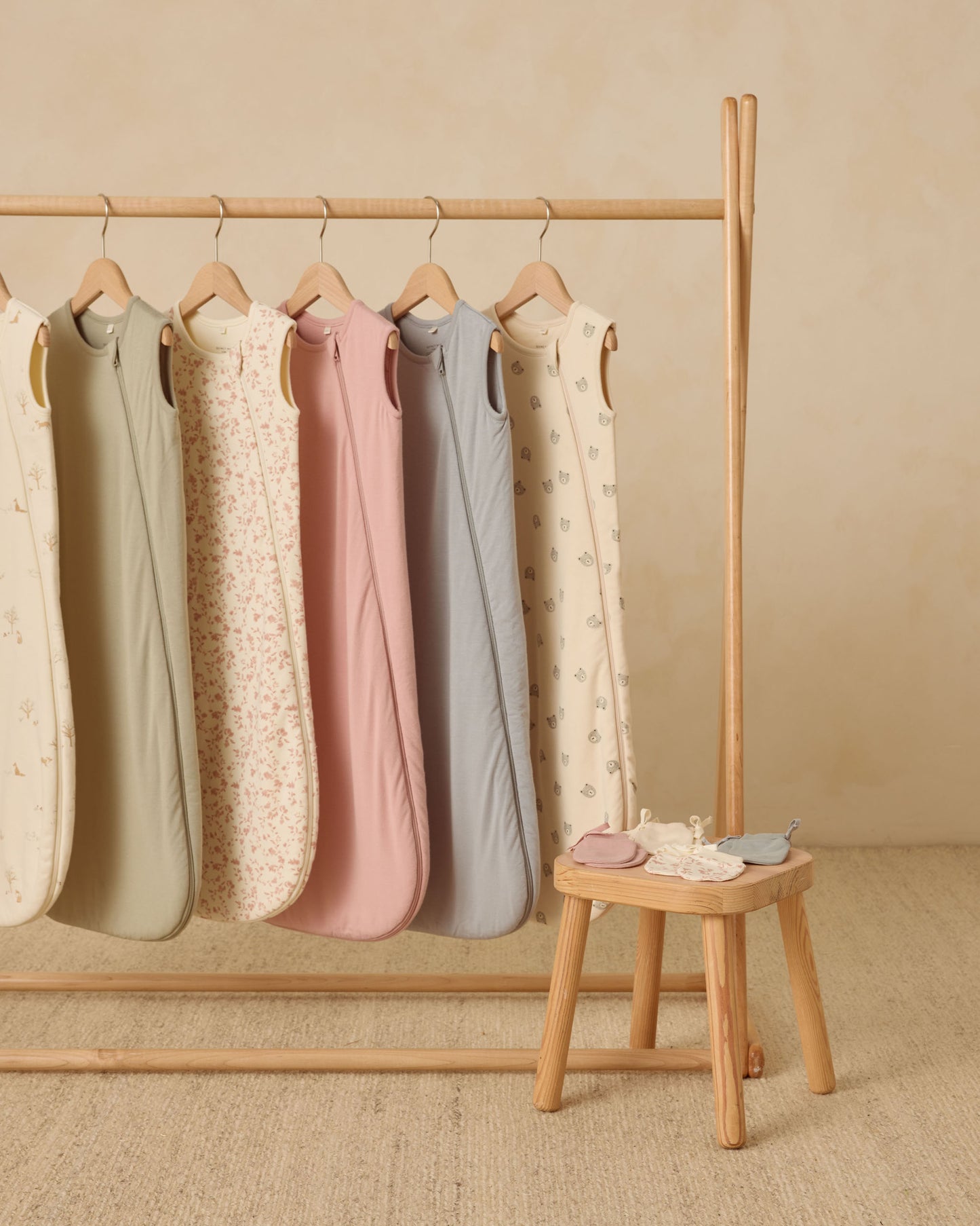 No Scratch Mittens, Set Of 2 || Steel Blue, Natural - Rylee + Cru | Kids Clothes | Trendy Baby Clothes | Modern Infant Outfits |