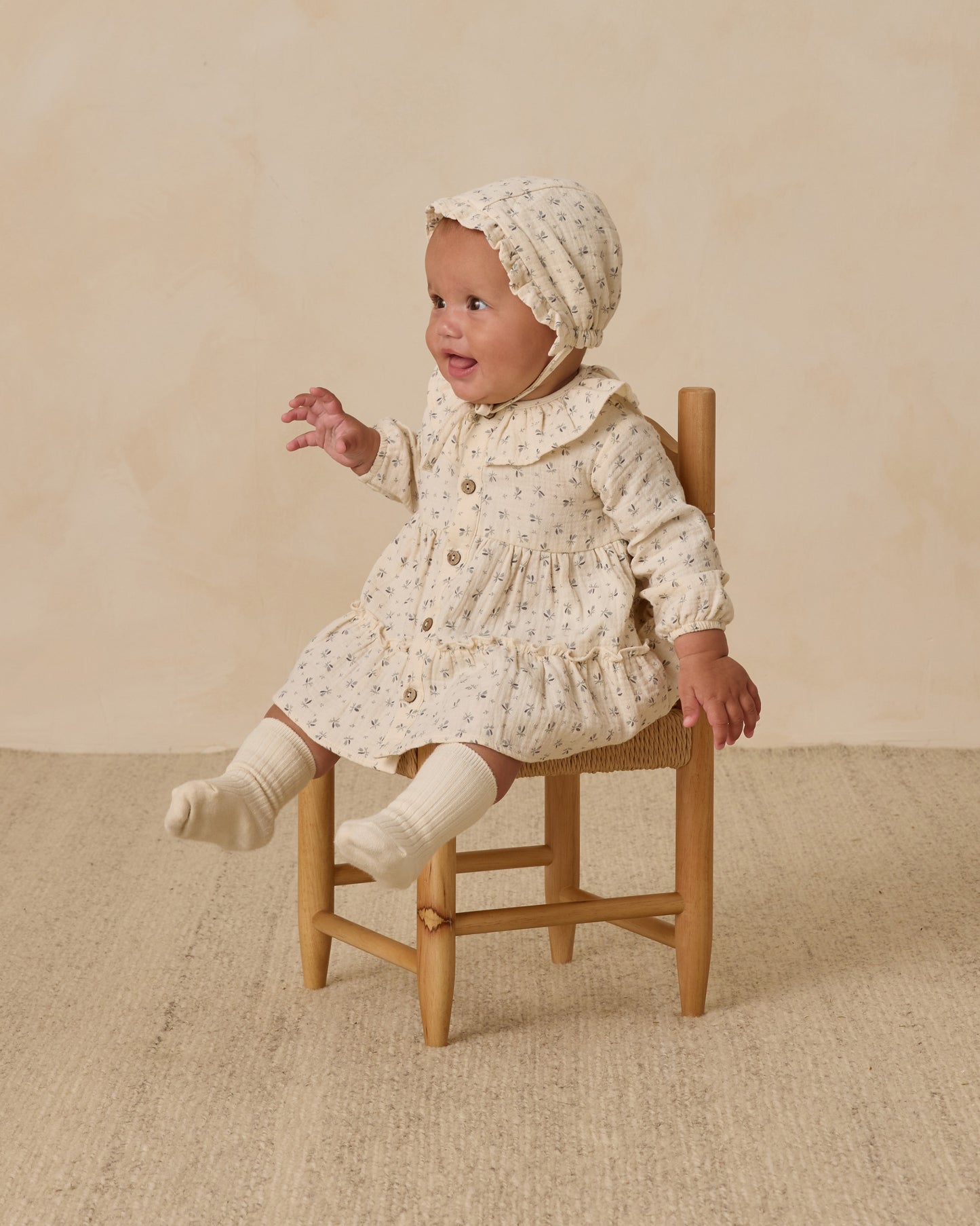 Ruffle Collar Button Dress || Bluebell - Rylee + Cru | Kids Clothes | Trendy Baby Clothes | Modern Infant Outfits |