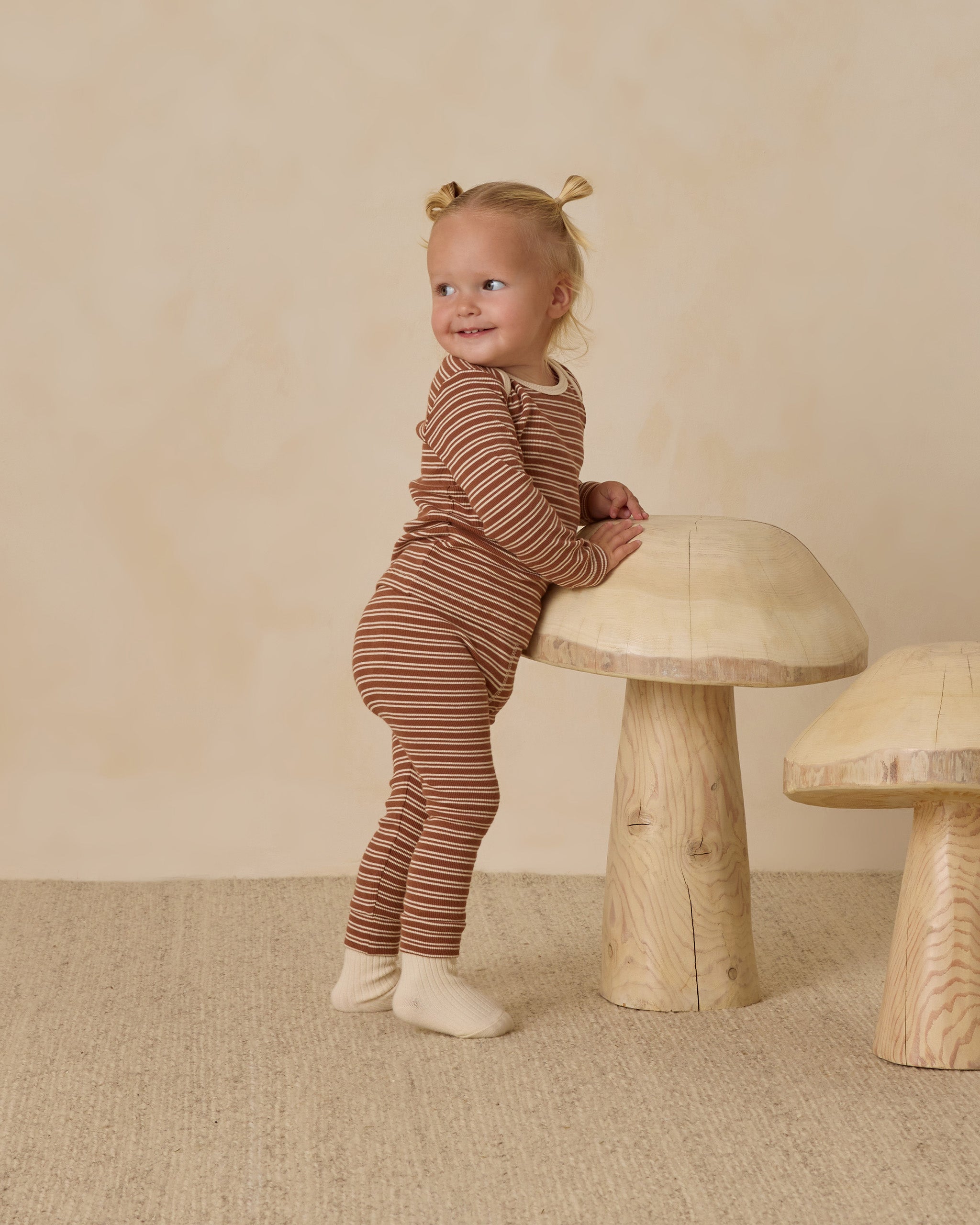 Ribbed Tee + Legging Set || Cedar Micro Stripe - Rylee + Cru | Kids Clothes | Trendy Baby Clothes | Modern Infant Outfits |