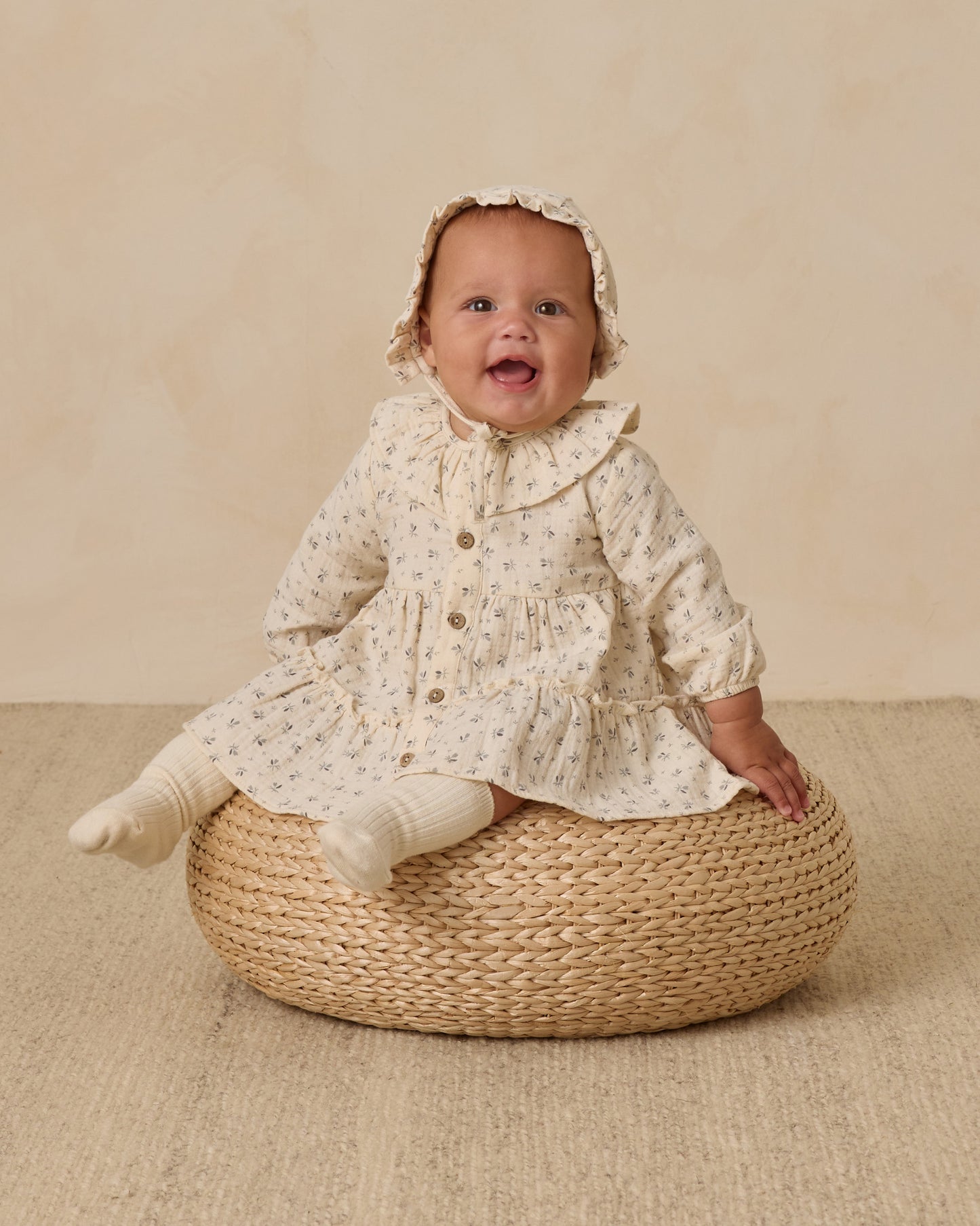 Ruffle Collar Button Dress || Bluebell - Rylee + Cru | Kids Clothes | Trendy Baby Clothes | Modern Infant Outfits |