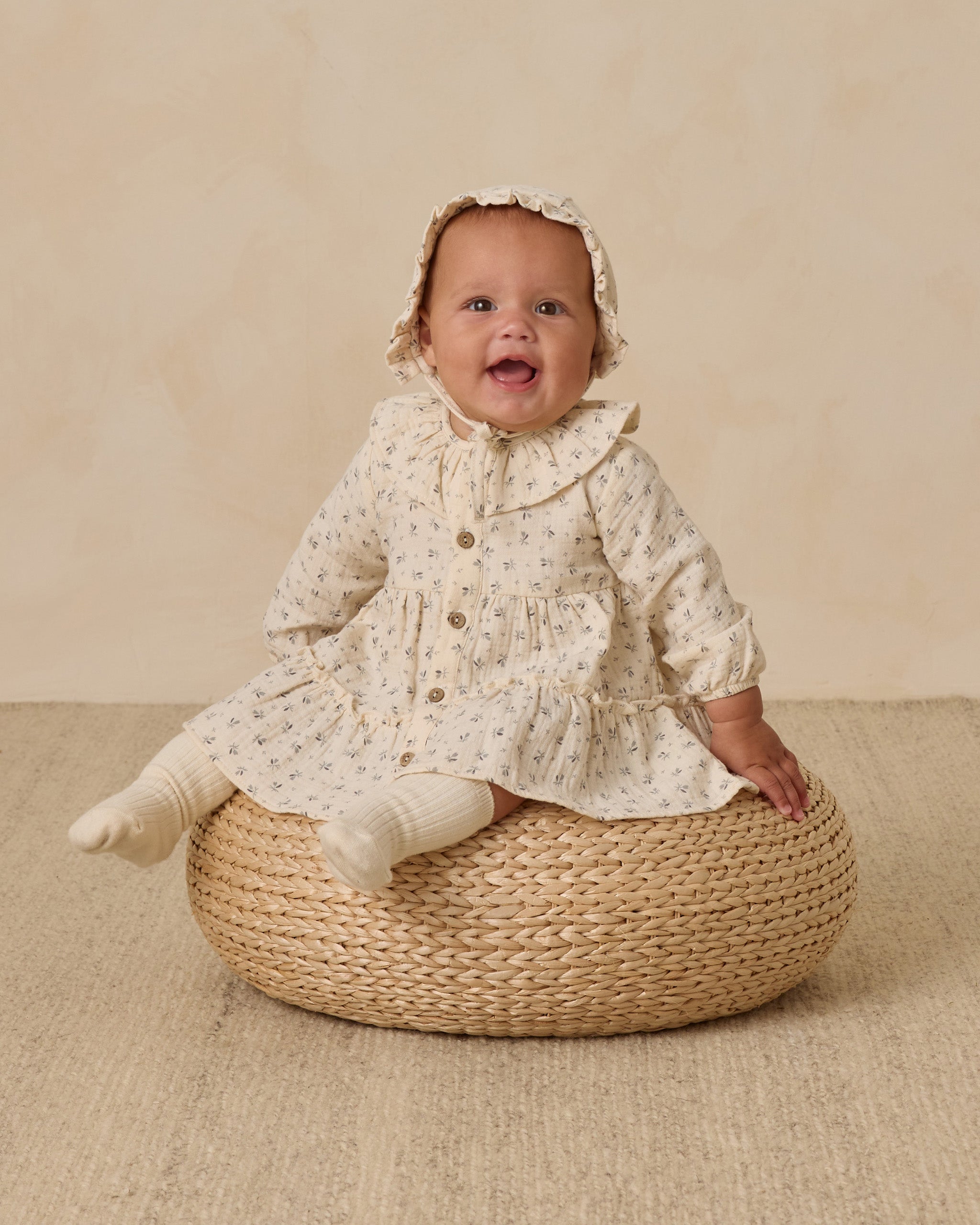 Ruffle Collar Button Dress || Bluebell - Rylee + Cru | Kids Clothes | Trendy Baby Clothes | Modern Infant Outfits |