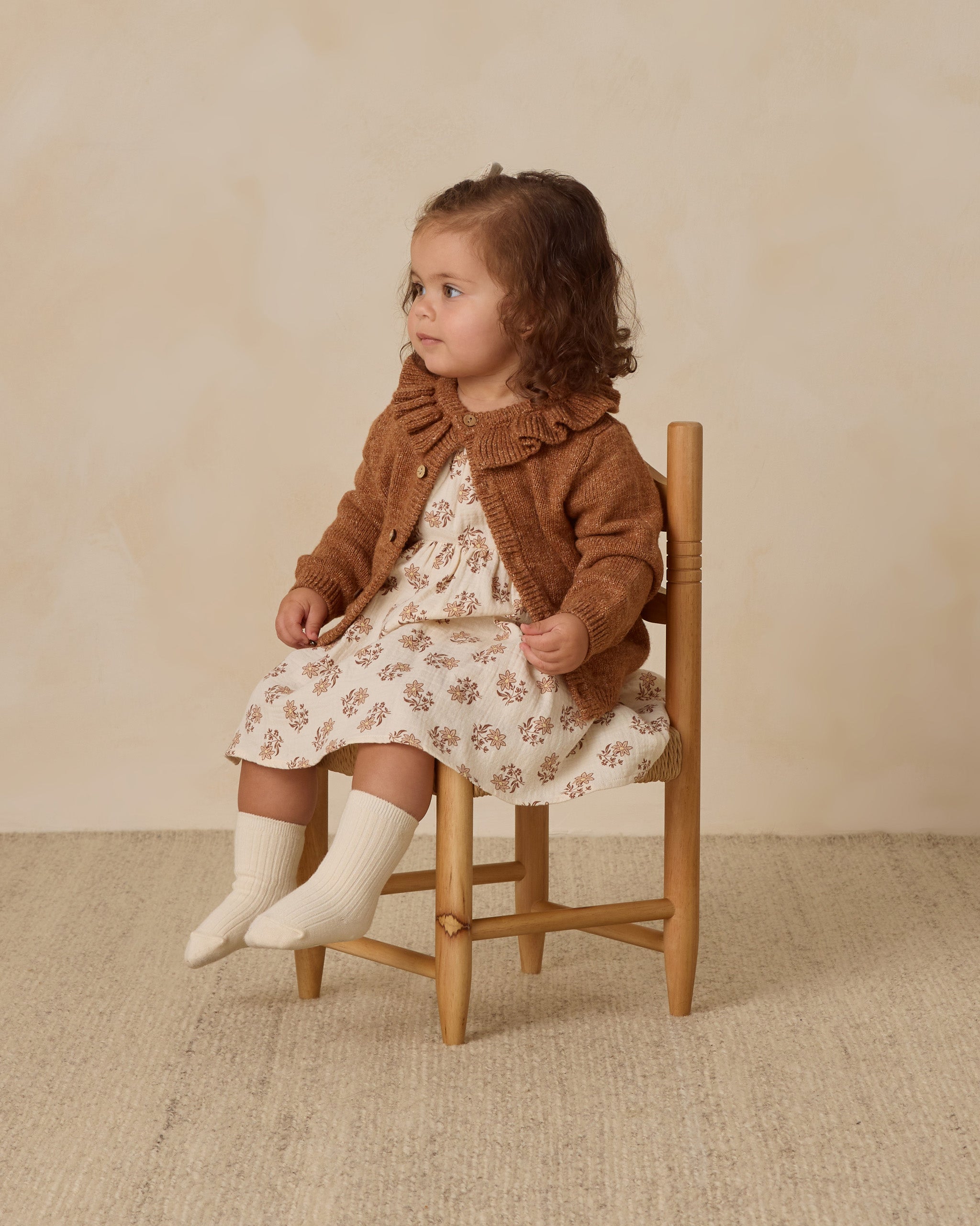 Ruffle Collar Cardigan || Heathered Cedar - Rylee + Cru | Kids Clothes | Trendy Baby Clothes | Modern Infant Outfits |