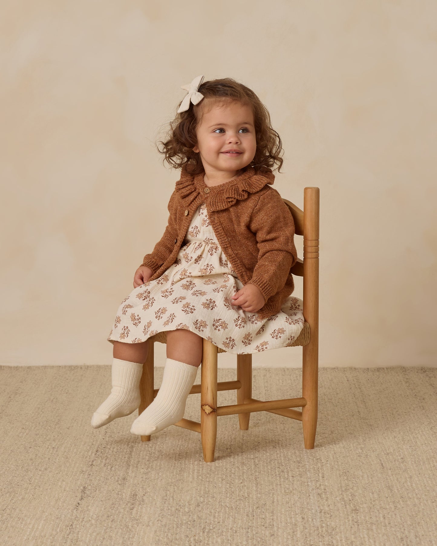 Ruffle Collar Cardigan || Heathered Cedar - Rylee + Cru | Kids Clothes | Trendy Baby Clothes | Modern Infant Outfits |