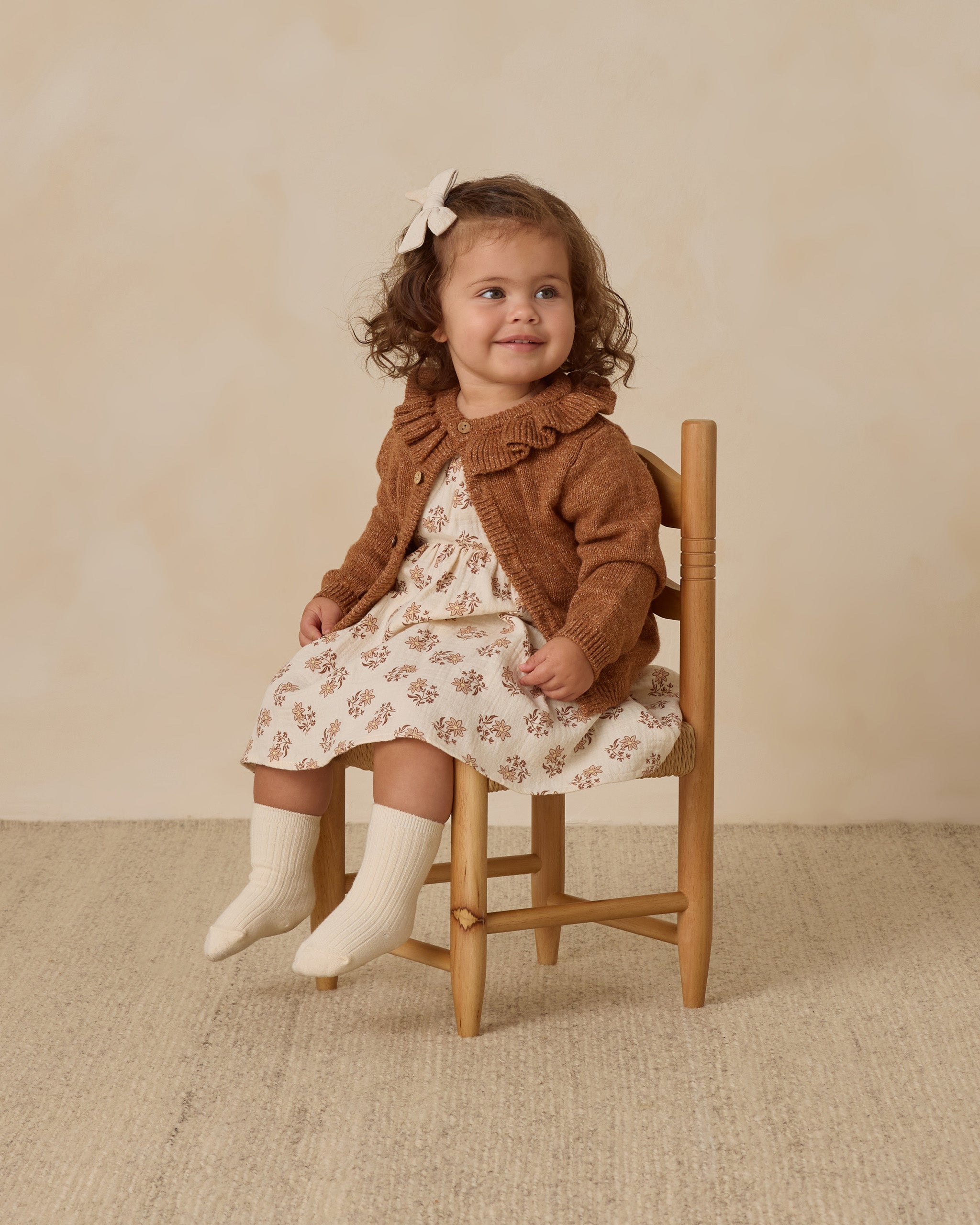 Ruffle Collar Cardigan || Heathered Cedar - Rylee + Cru | Kids Clothes | Trendy Baby Clothes | Modern Infant Outfits |