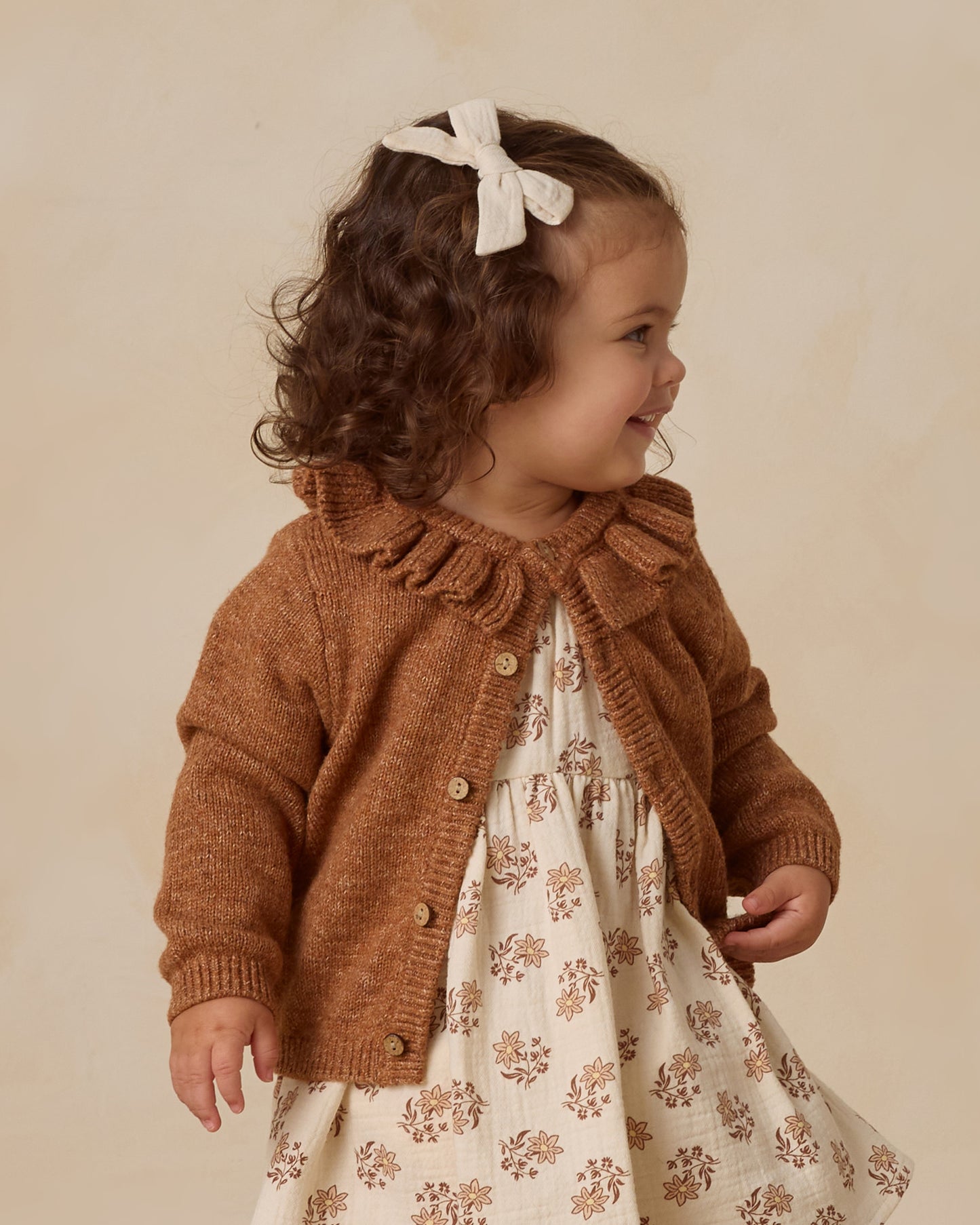 Ruffle Collar Cardigan || Heathered Cedar - Rylee + Cru | Kids Clothes | Trendy Baby Clothes | Modern Infant Outfits |