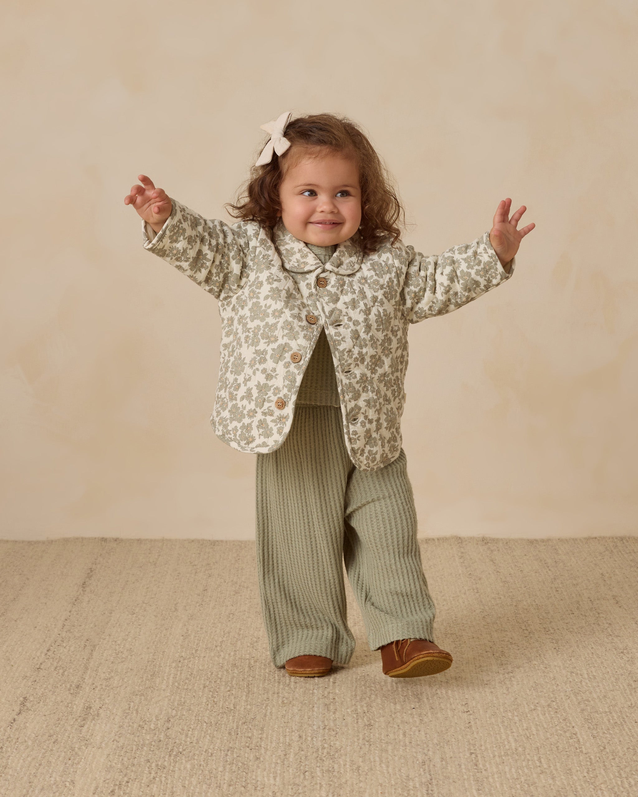 Quilted Jacket || Green Floral - Rylee + Cru | Kids Clothes | Trendy Baby Clothes | Modern Infant Outfits |