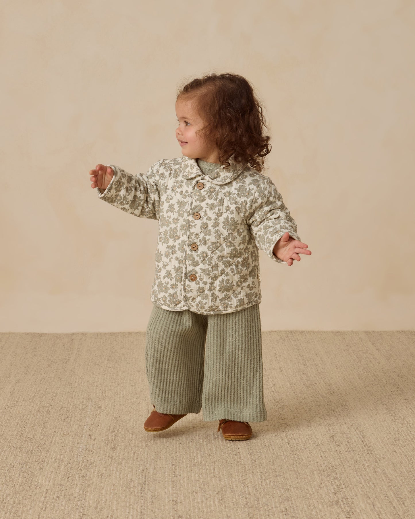 Quilted Jacket || Green Floral - Rylee + Cru | Kids Clothes | Trendy Baby Clothes | Modern Infant Outfits |