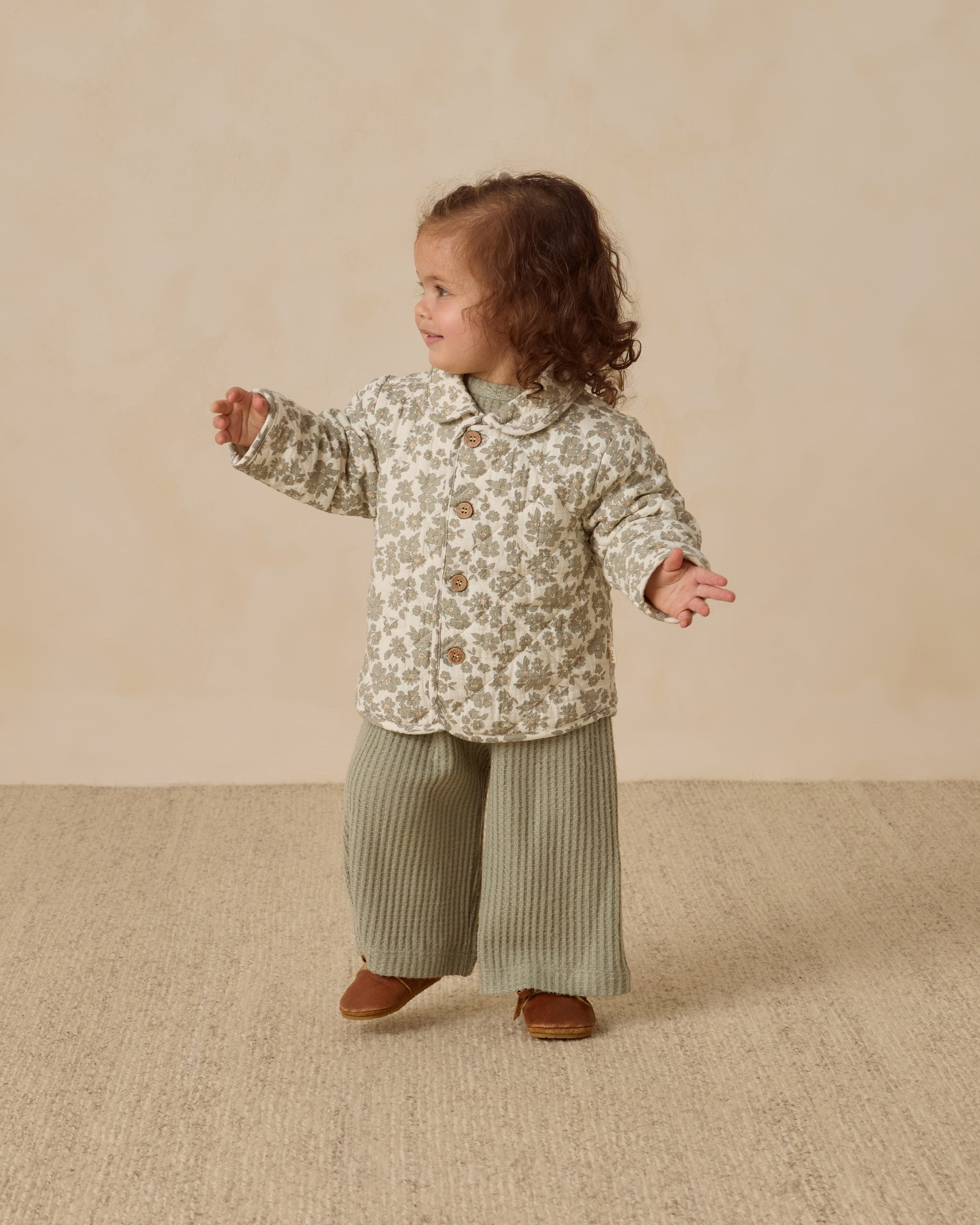 Quilted Jacket || Green Floral - Rylee + Cru | Kids Clothes | Trendy Baby Clothes | Modern Infant Outfits |