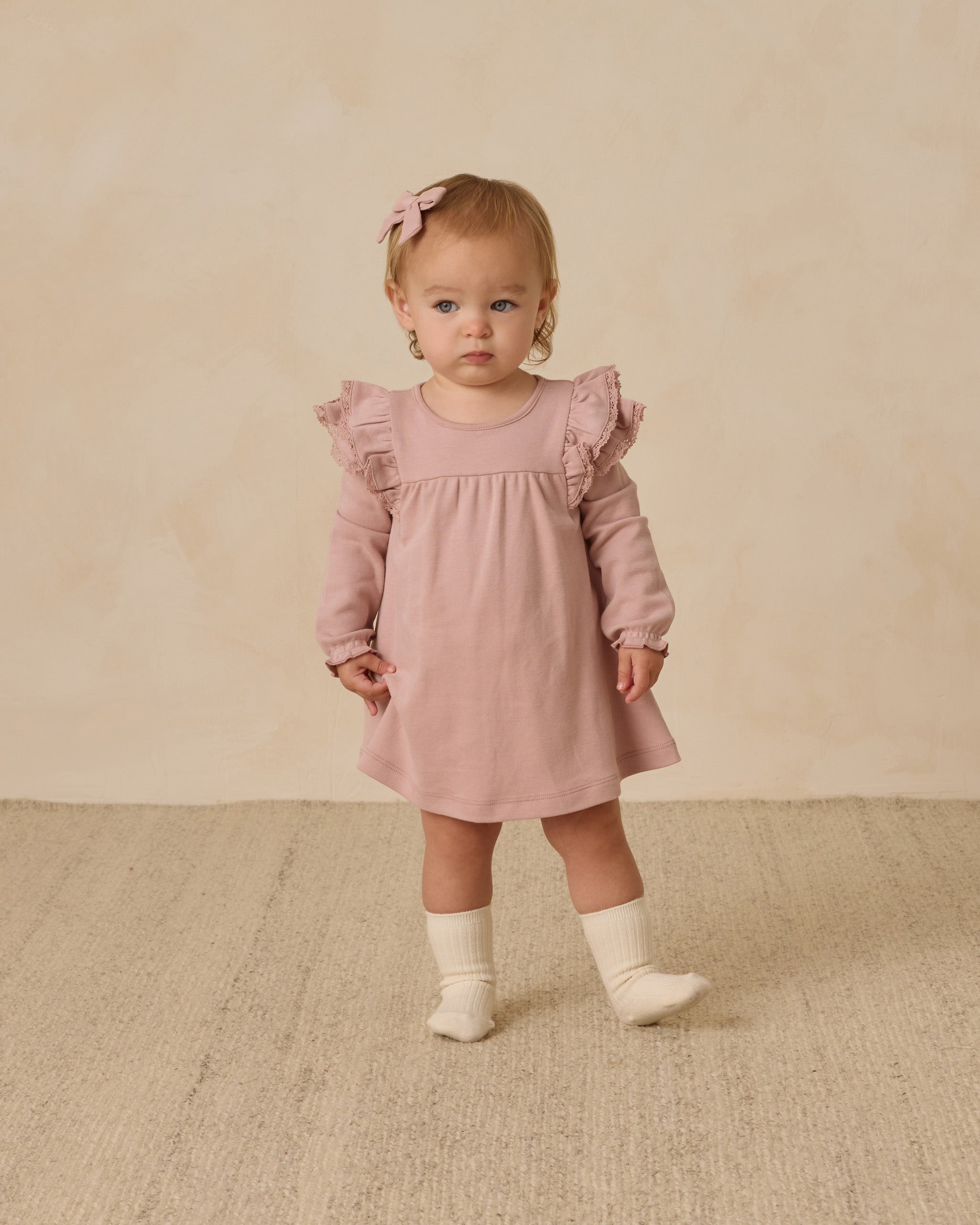 Long Sleeve Flutter Dress || Rose - Rylee + Cru | Kids Clothes | Trendy Baby Clothes | Modern Infant Outfits |