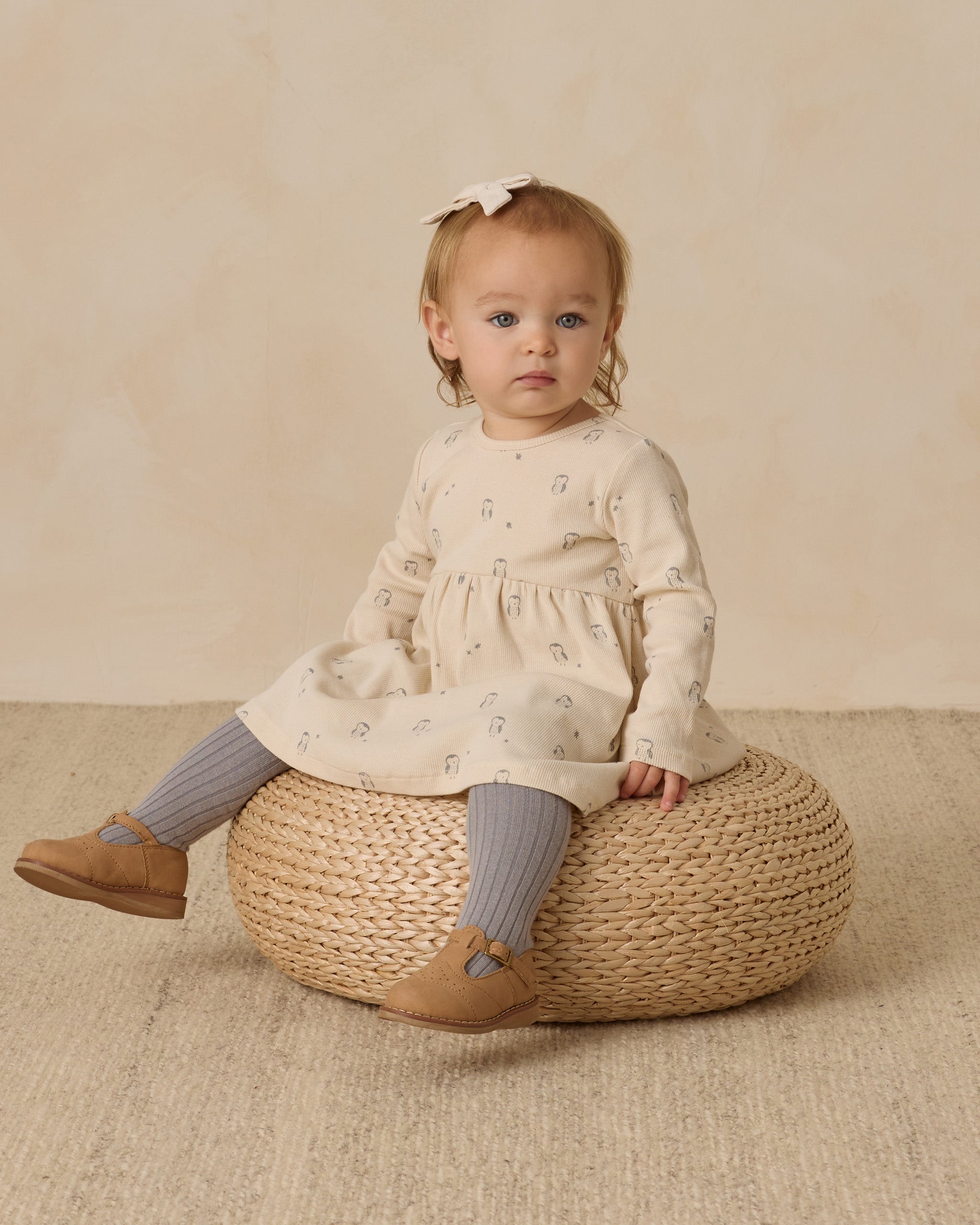 Ribbed Long Sleeve Dress || Owls - Rylee + Cru | Kids Clothes | Trendy Baby Clothes | Modern Infant Outfits |