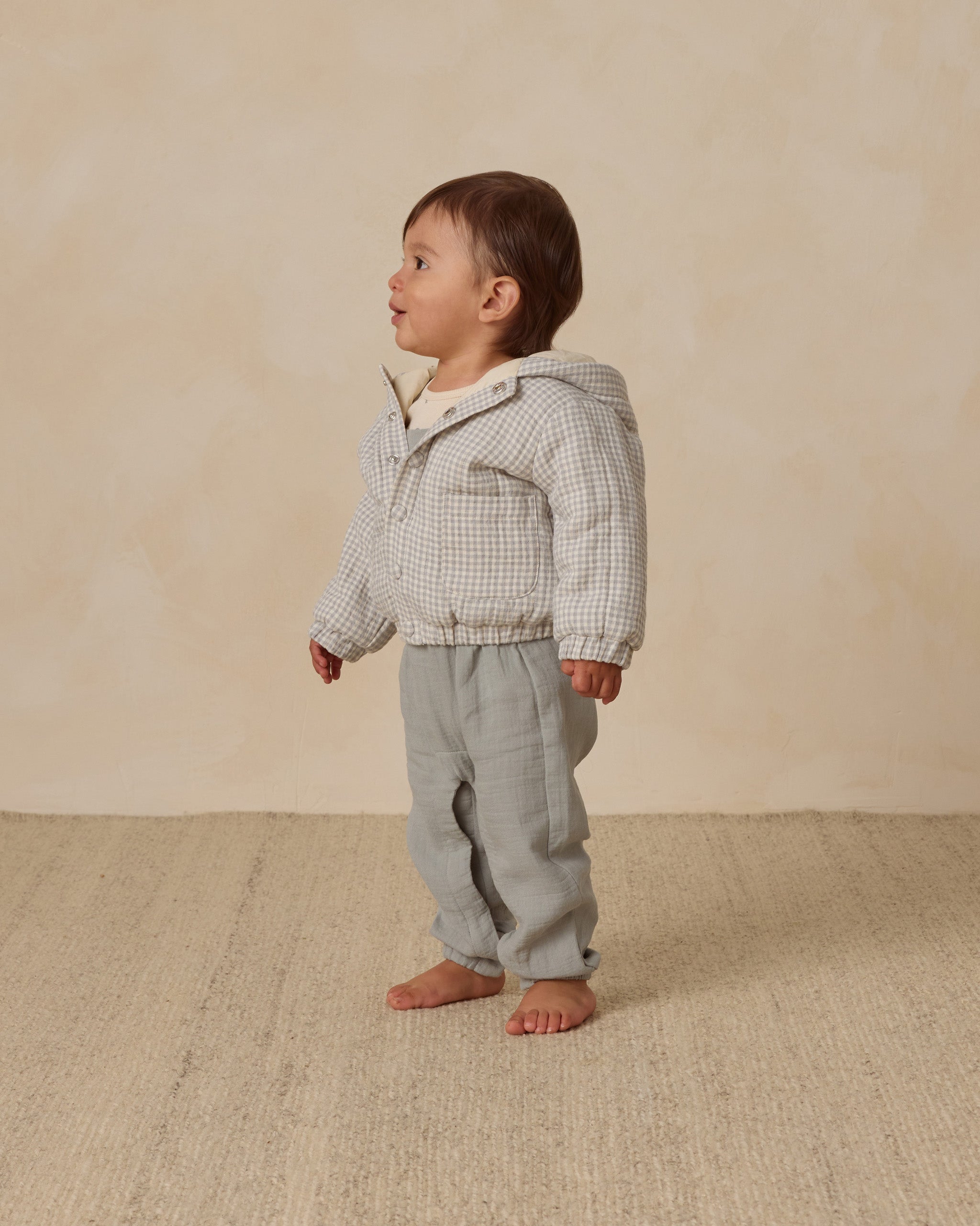 Hooded Woven Jacket || Blue Gingham - Rylee + Cru | Kids Clothes | Trendy Baby Clothes | Modern Infant Outfits |