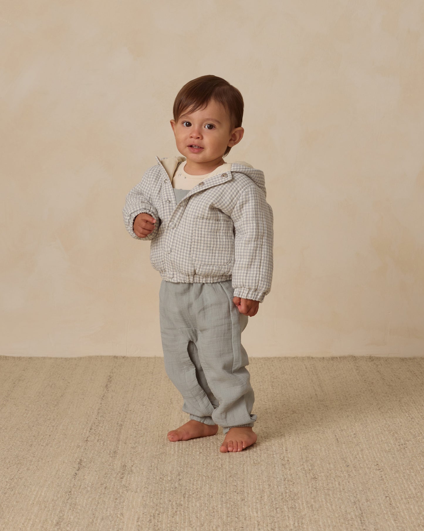 Hooded Woven Jacket || Blue Gingham - Rylee + Cru | Kids Clothes | Trendy Baby Clothes | Modern Infant Outfits |