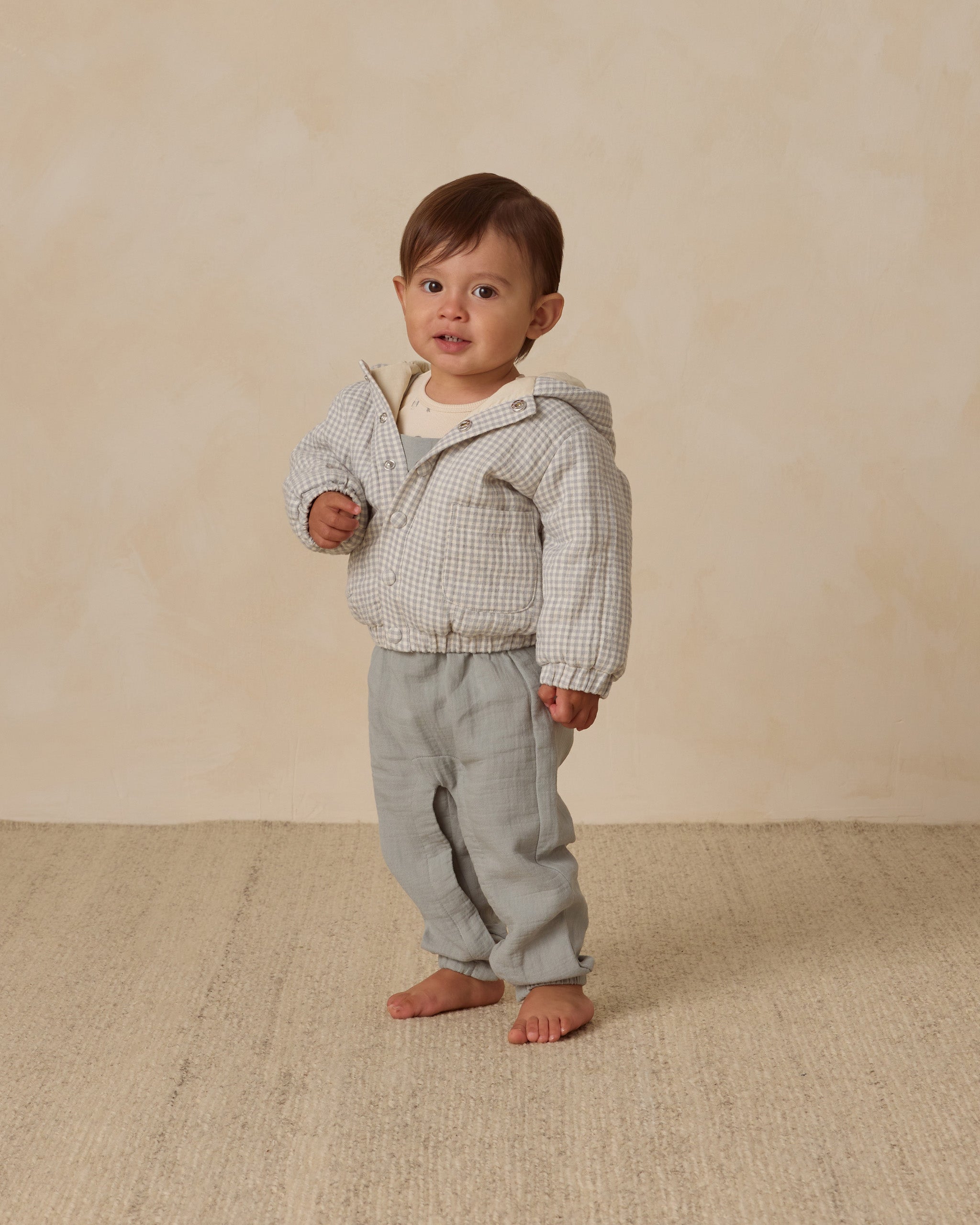 Hooded Woven Jacket || Blue Gingham - Rylee + Cru | Kids Clothes | Trendy Baby Clothes | Modern Infant Outfits |